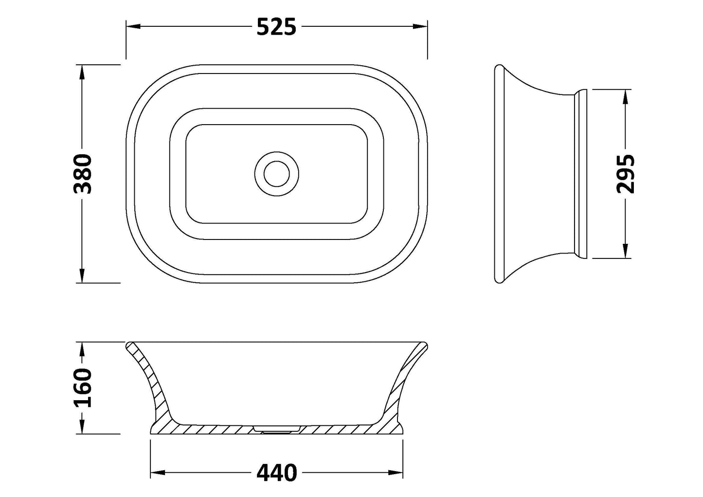 Magnus Square Countertop Basin 525mm x 380mm - No Waste