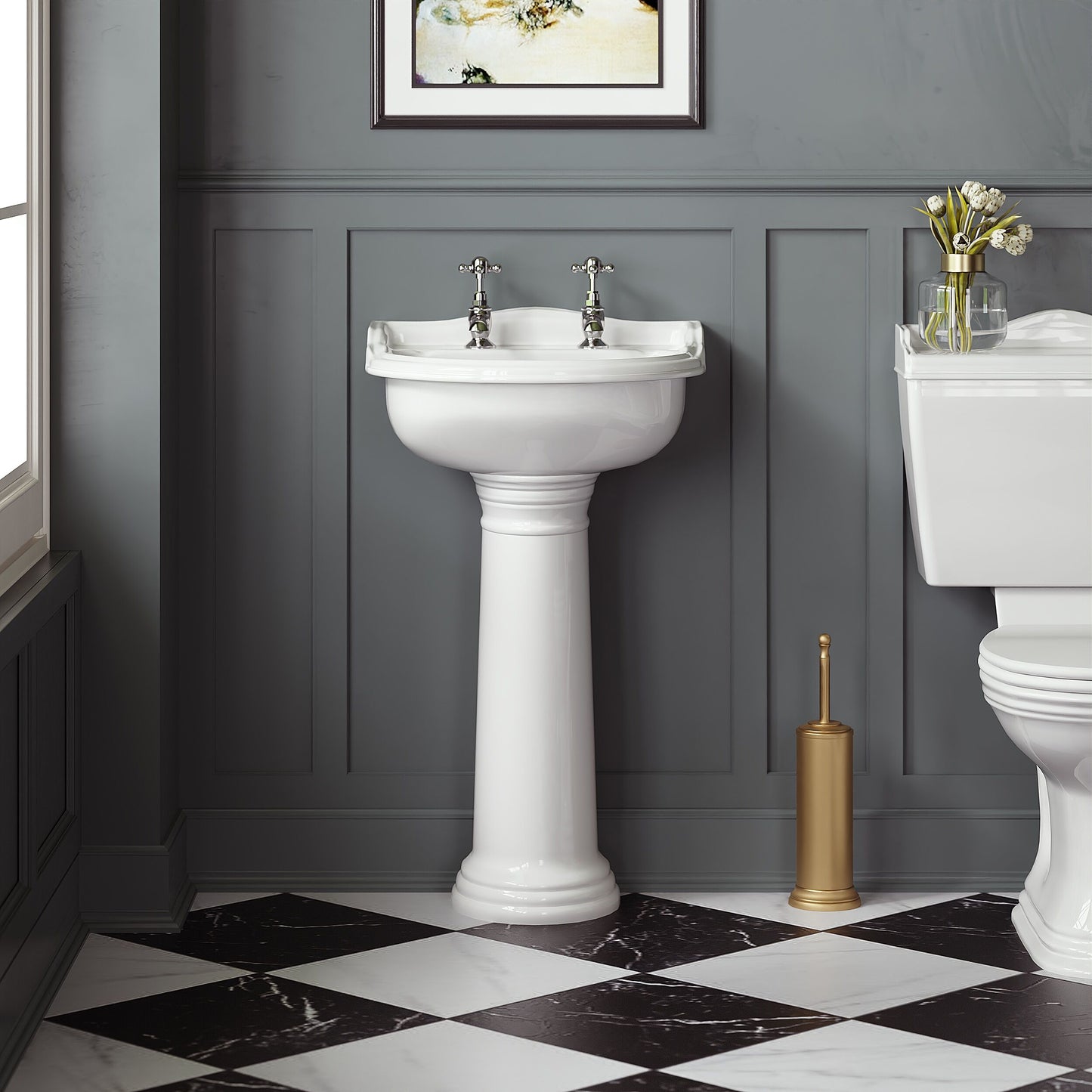 Porchester 500mm Basin 2 Tap Hole, Excluding Pedestal