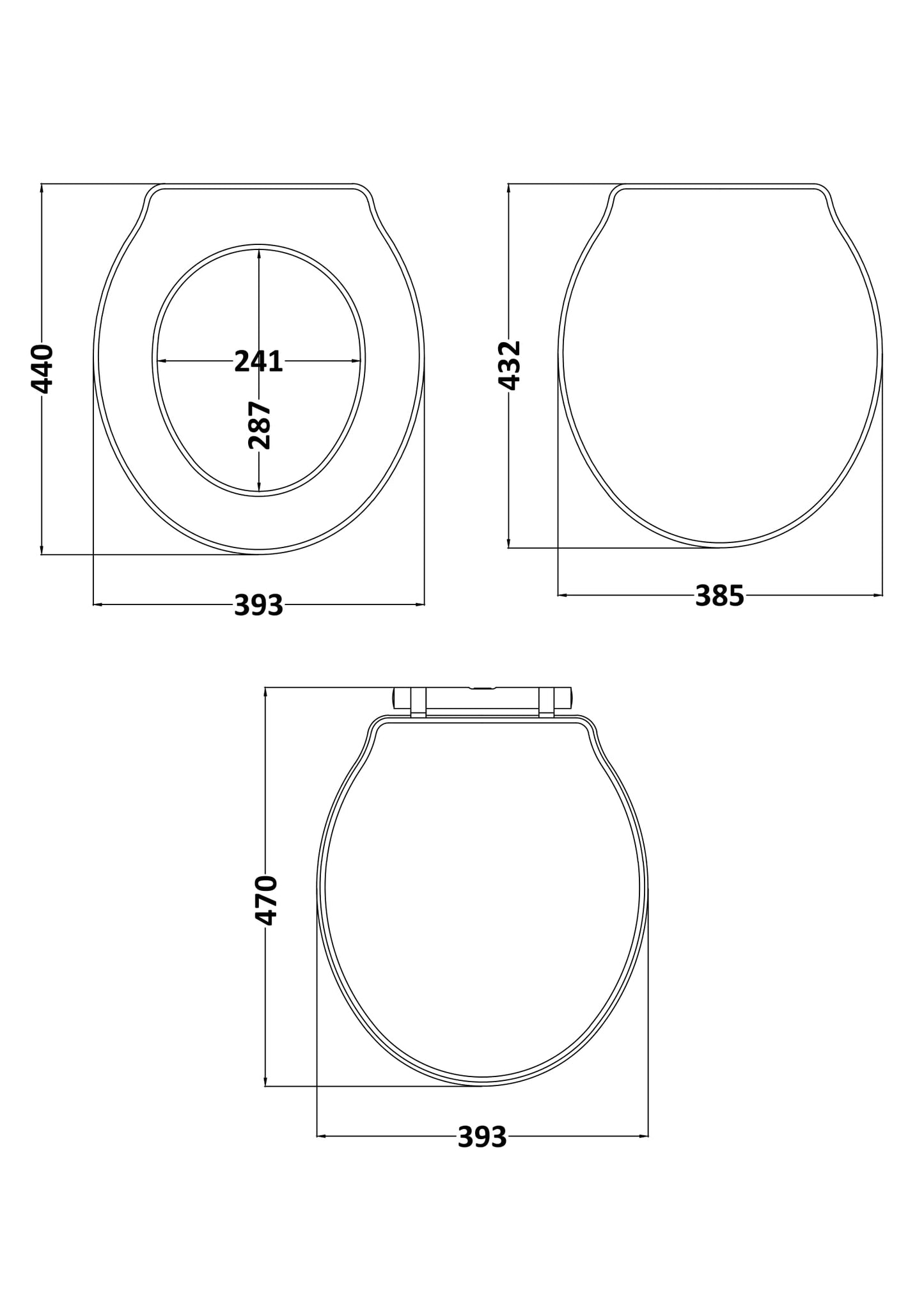 Bayswater Porchester Traditional Matt Black Round Wooden Soft Close Toilet Seat With Chrome Top Fix Hinge