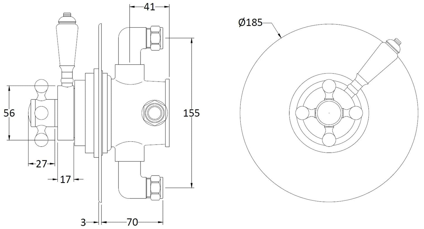 Bayswater Round Dual Thermostatic Concealed Valve