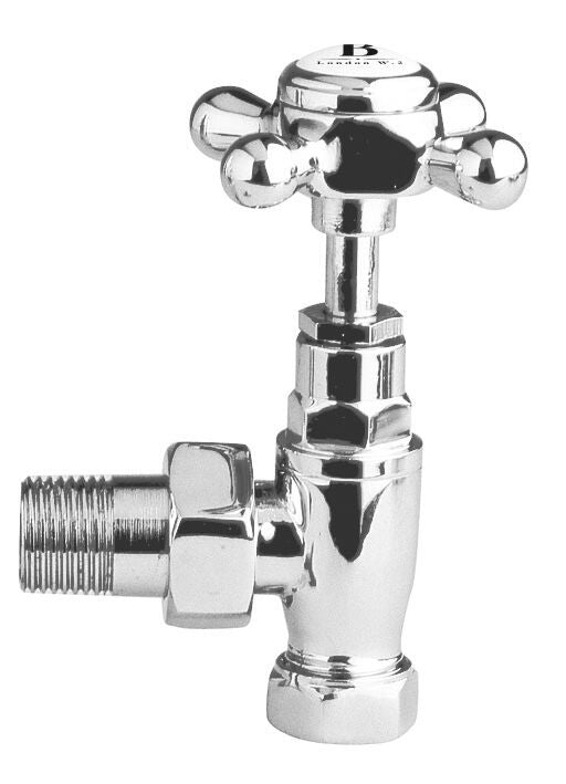 Bayswater Chrome White Angled Crosshead Radiator Valve (Pair)