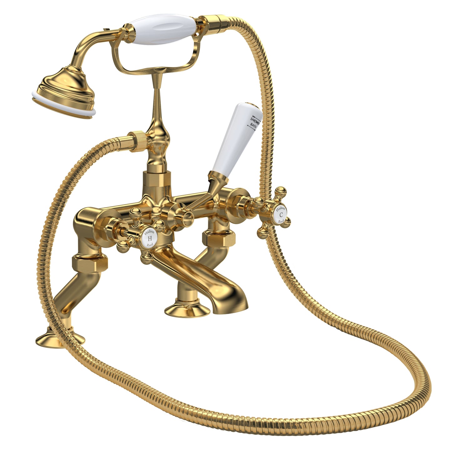 Brass Topaz With Crosshead Handle Deck Mounted Bath Shower Mixer