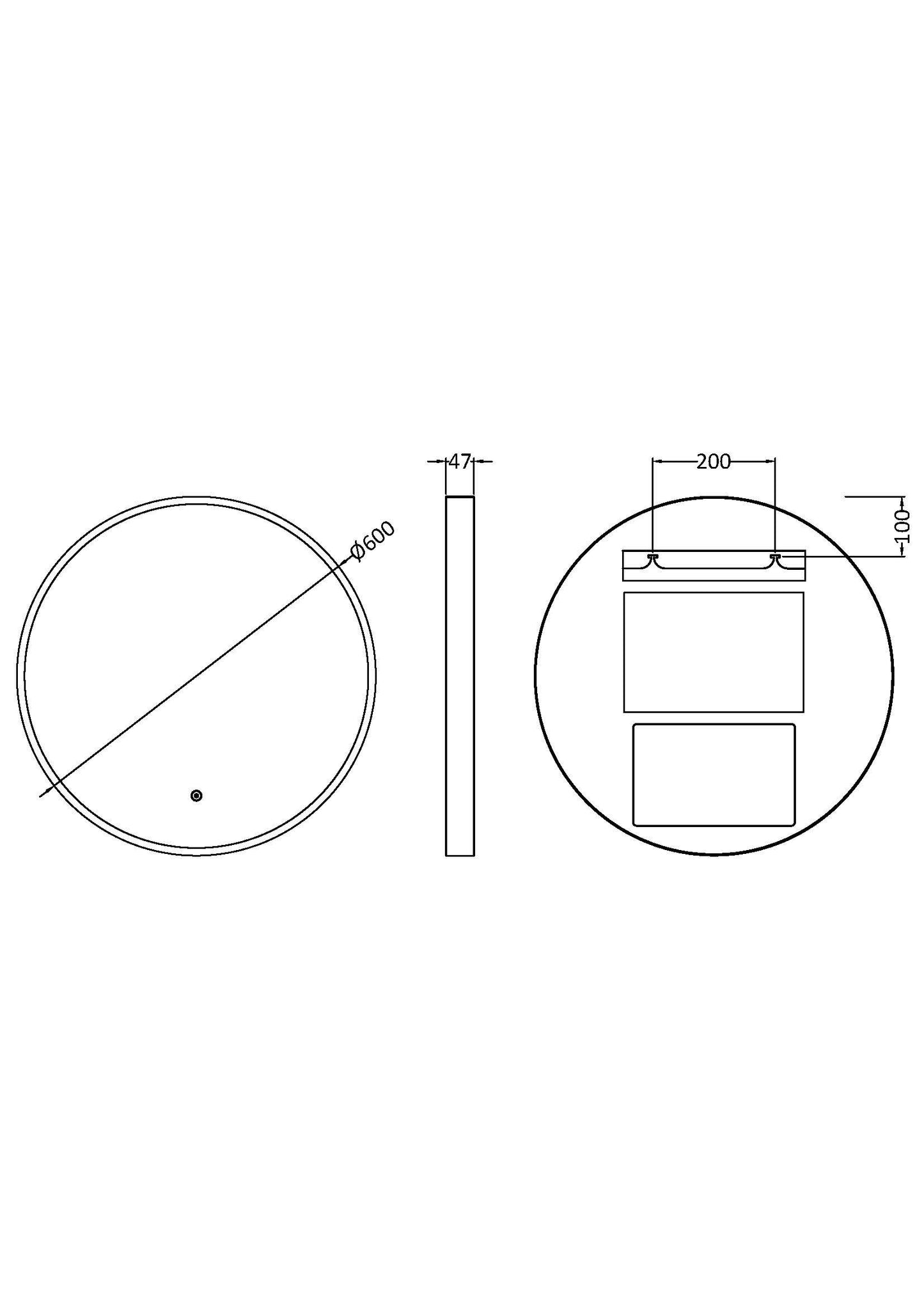 Quixhill Contemporary Round Inset Framed LED Touch Sensor Mirror