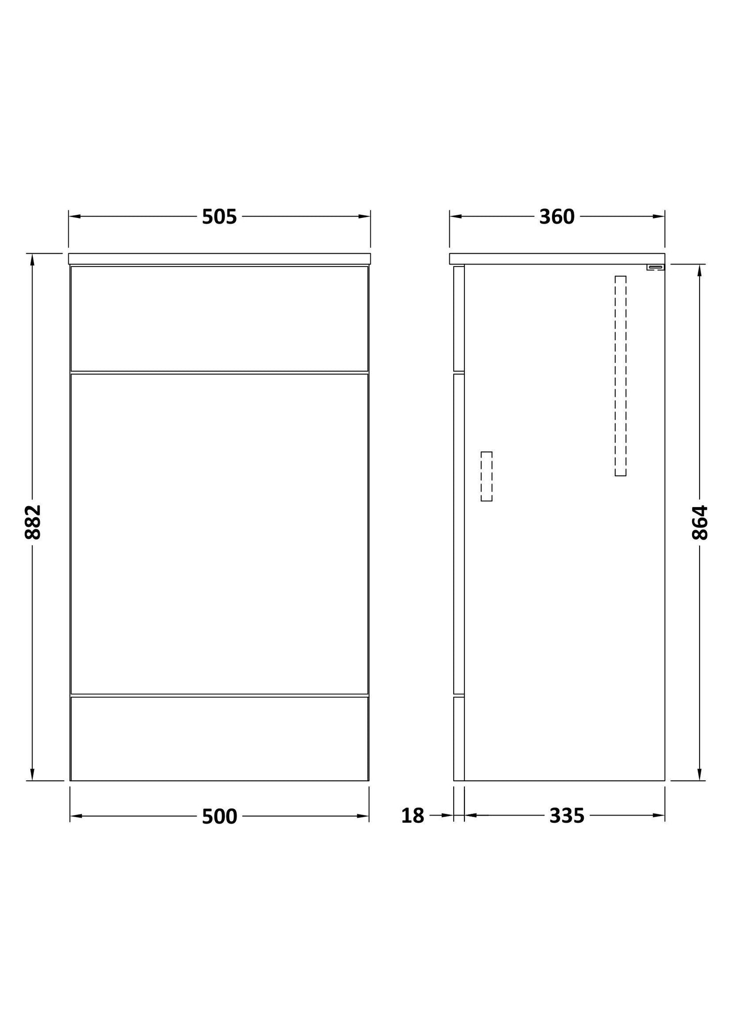 Hudson Reed Fusion 500mm Gloss White Floor Standing WC Unit with Coordinating Worktop