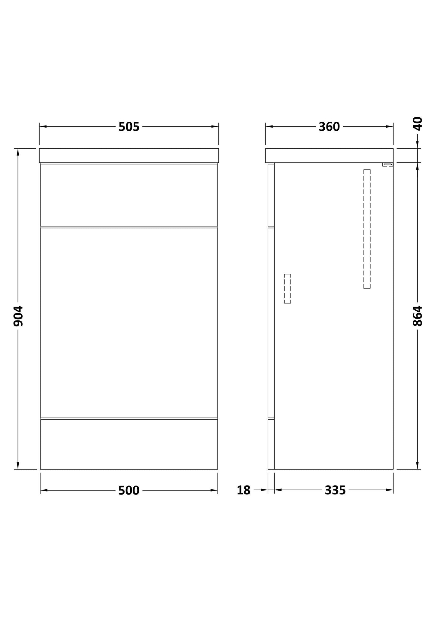 Hudson Reed Fusion 500mm Gloss White Floor Standing WC Unit with Worktop