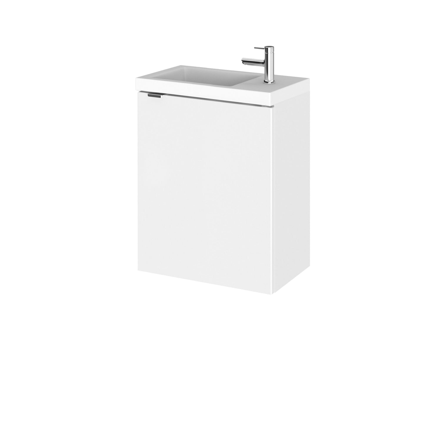 Hudson Reed Fusion 400mm Compact Gloss White Wall Hung 1 Door Vanity Unit & Basin With Handle