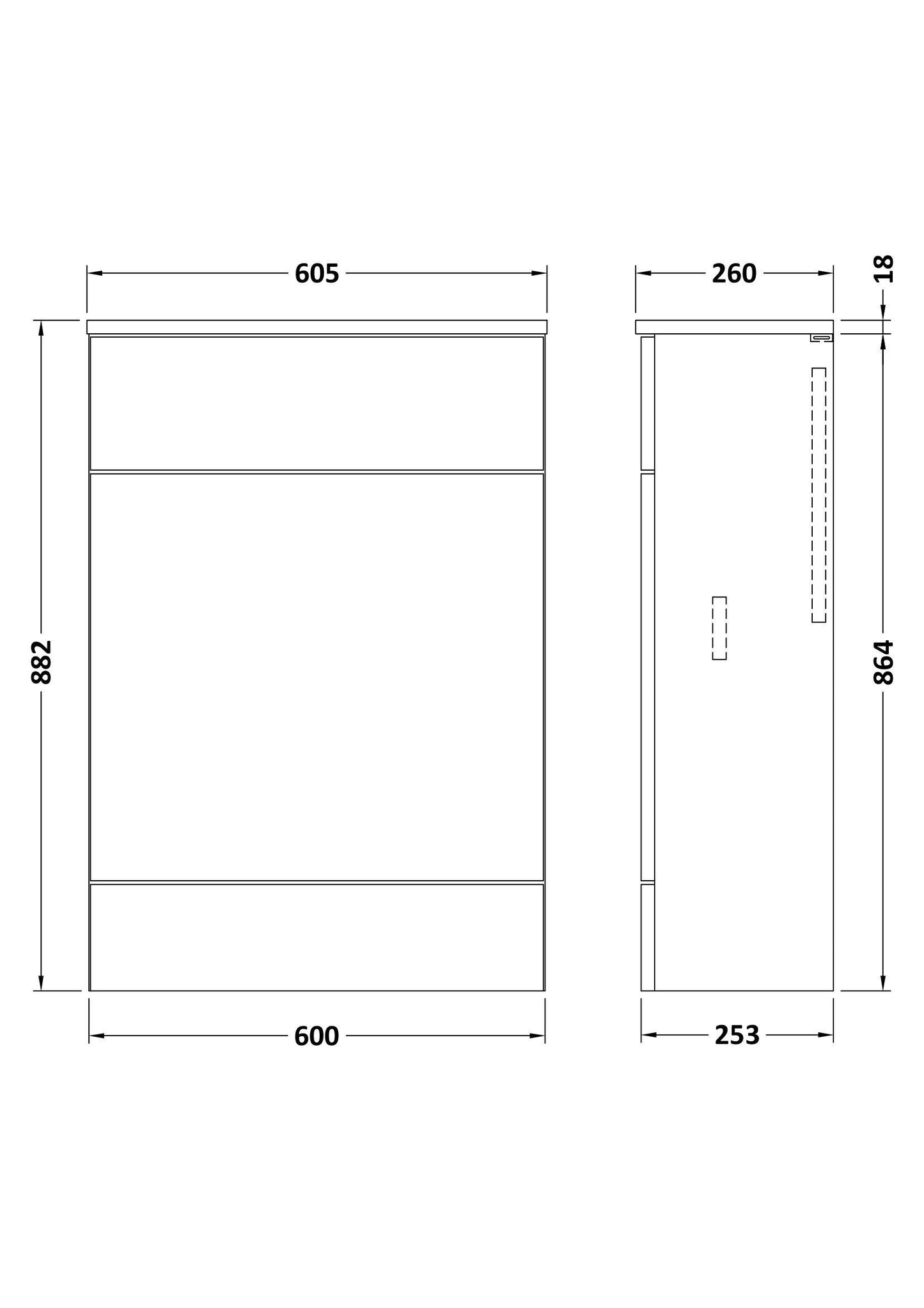 Hudson Reed Fusion 600mm Bleached Oak 255mm Deep Floor Standing WC Unit