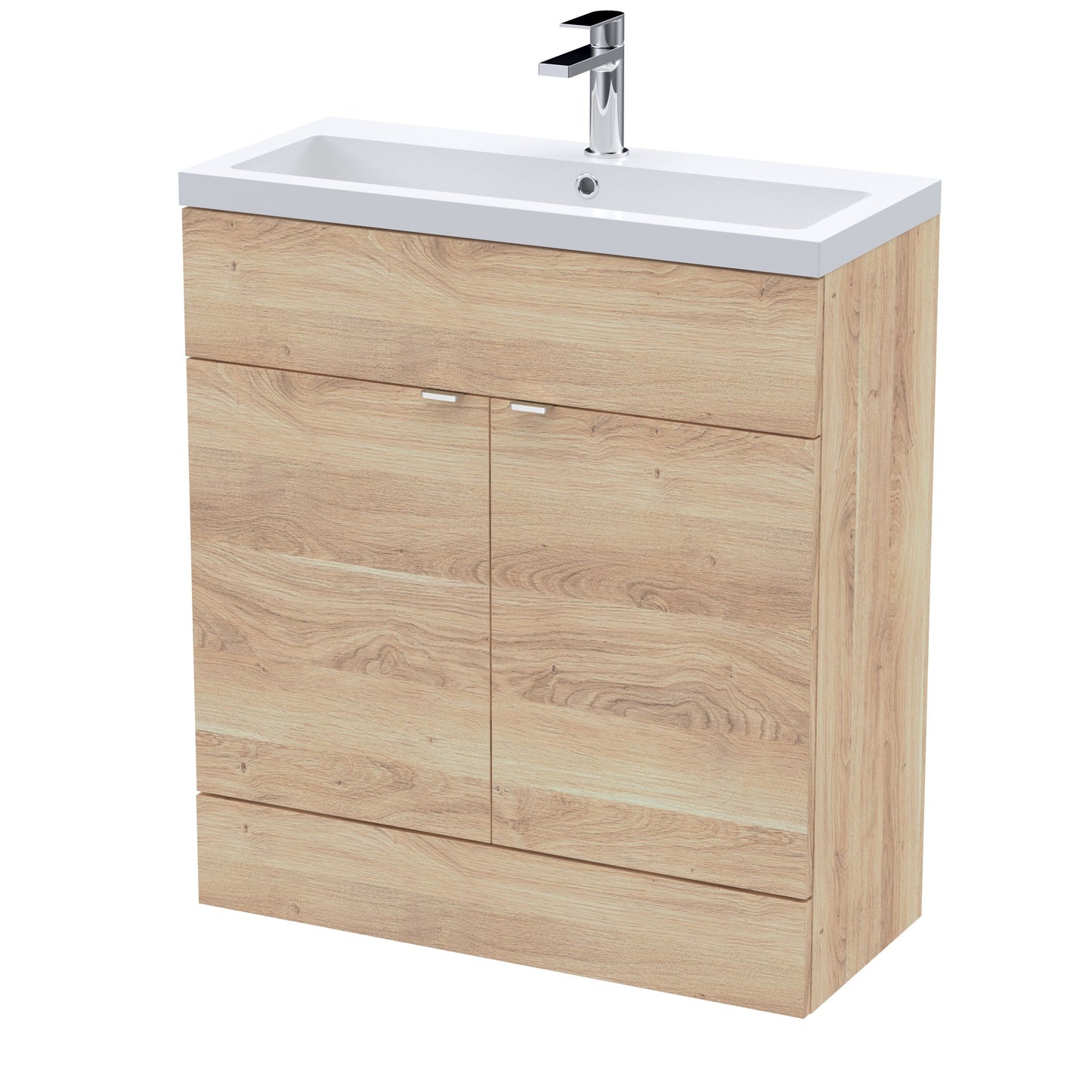 Hudson Reed Fusion 800mm Bleached Oak Floor Standing Vanity Unit & Basin With Handles