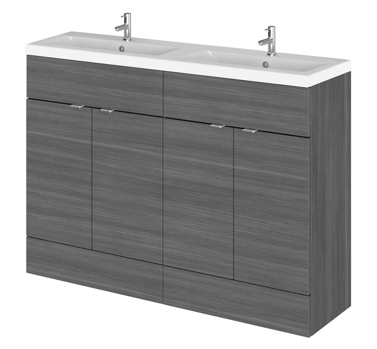 Hudson Reed Fusion 1200mm Floor Standing 4 Drawer Vanity Unit With Twin Ceramic Basin