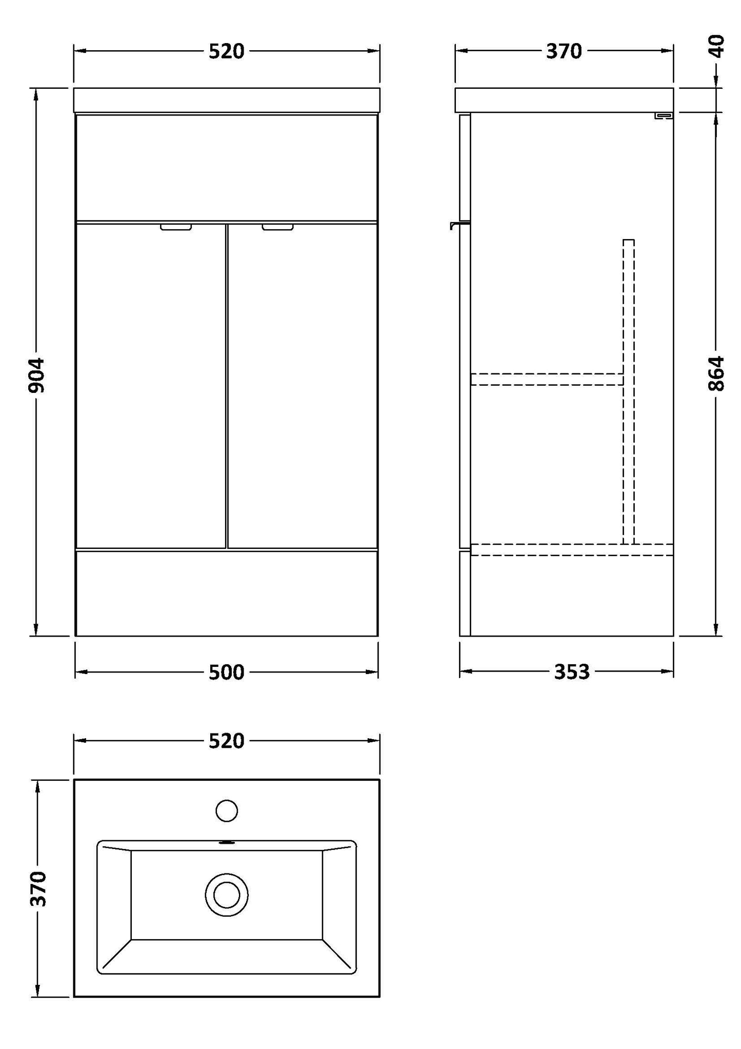 Hudson Reed Fusion 500mm Gloss Grey Floor Standing 2 Door Vanity Unit & Ceramic Basin