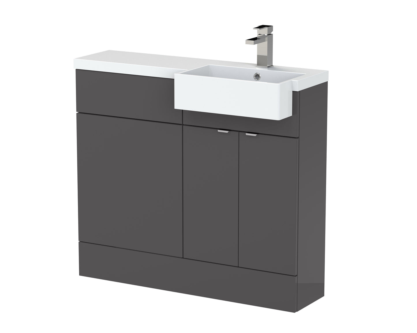 Hudson Reed Fusion 1000mm Floor Standing Vanity Unit & Toilet Combination with Soft Close Doors and Semi Recessed Basin