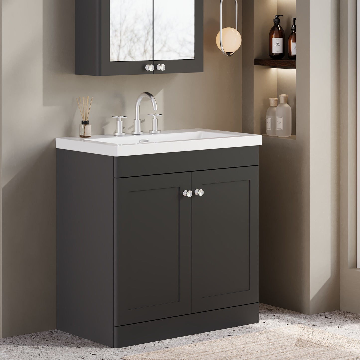 Classique 800mm Floor Standing 2-Door Vanity with Basin - 3 Tap Hole
