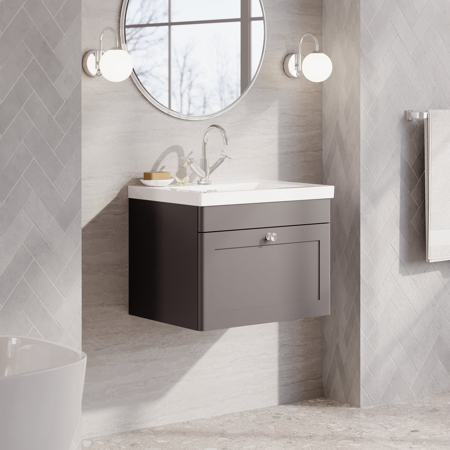 Classique 600mm Wall Hung 1-Drawer Vanity with Basin - 1 Tap Hole