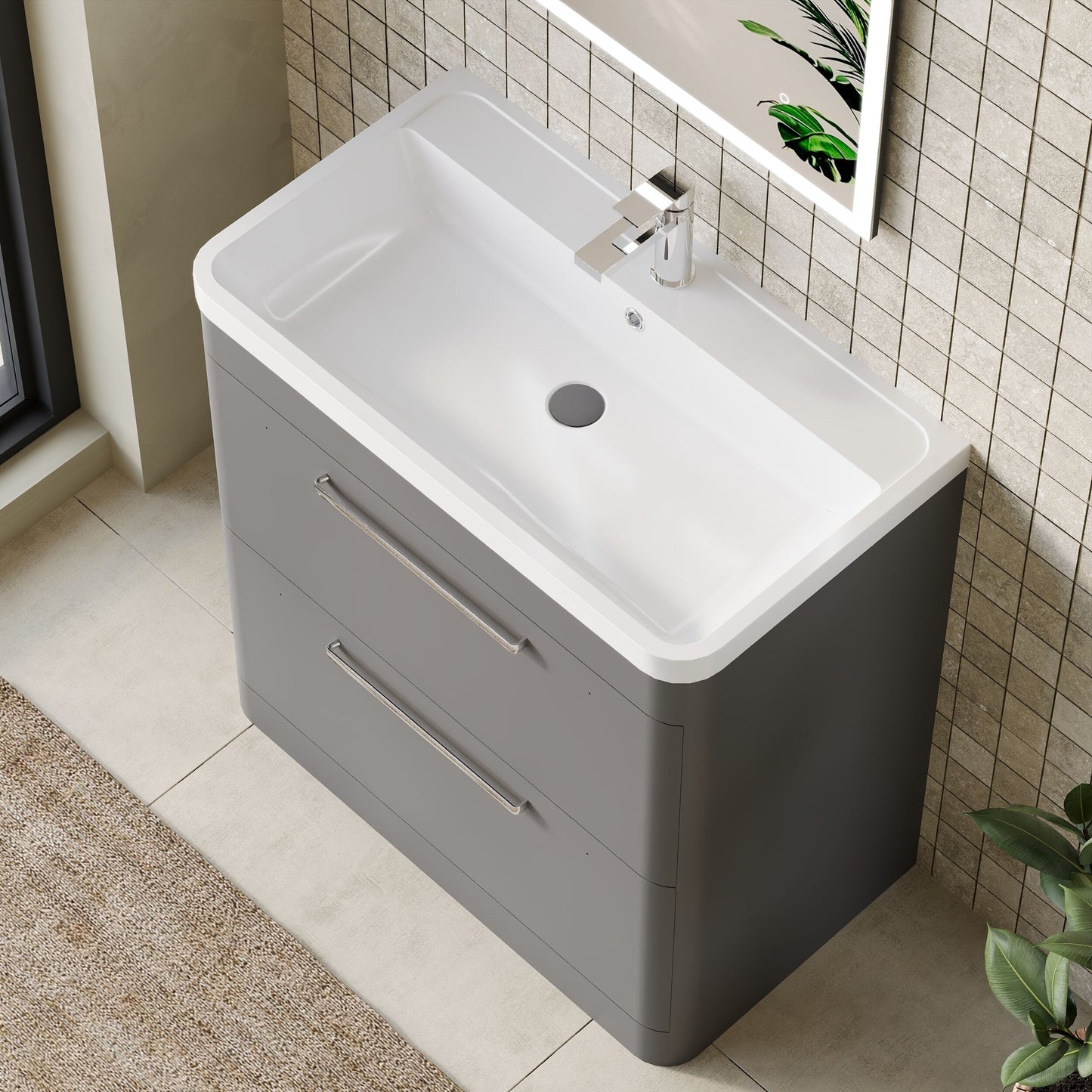 Solar Floor Standing 2 Drawer Vanity Cabinet 800mm