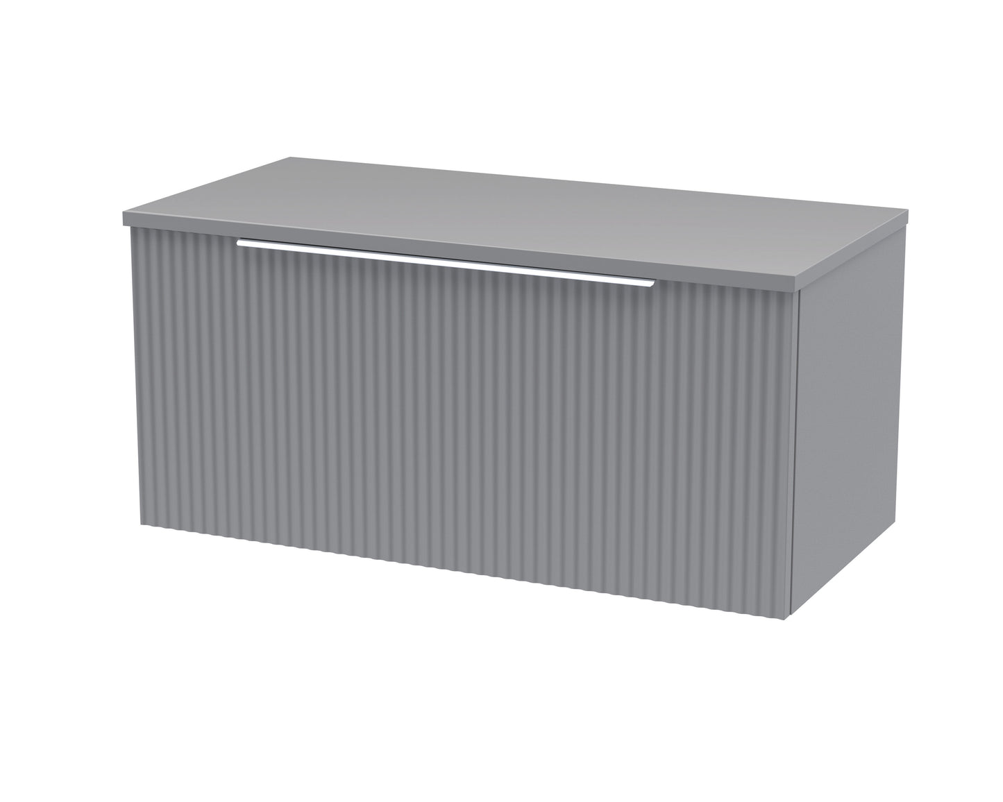 Hudson Reed Fluted 800mm Satin Grey Wall Hung Single Drawer Vanity and Worktop