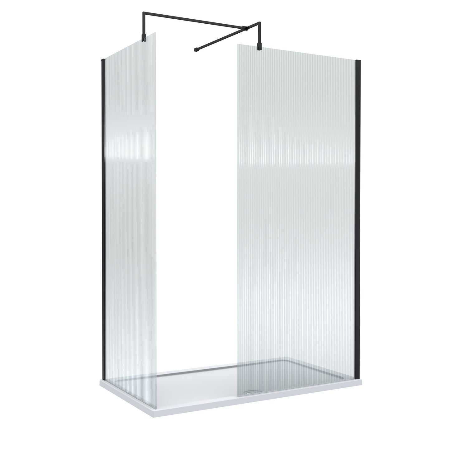 Nuie 900mm Frameless Fluted Walk-In Wetroom Screen Set With Tray