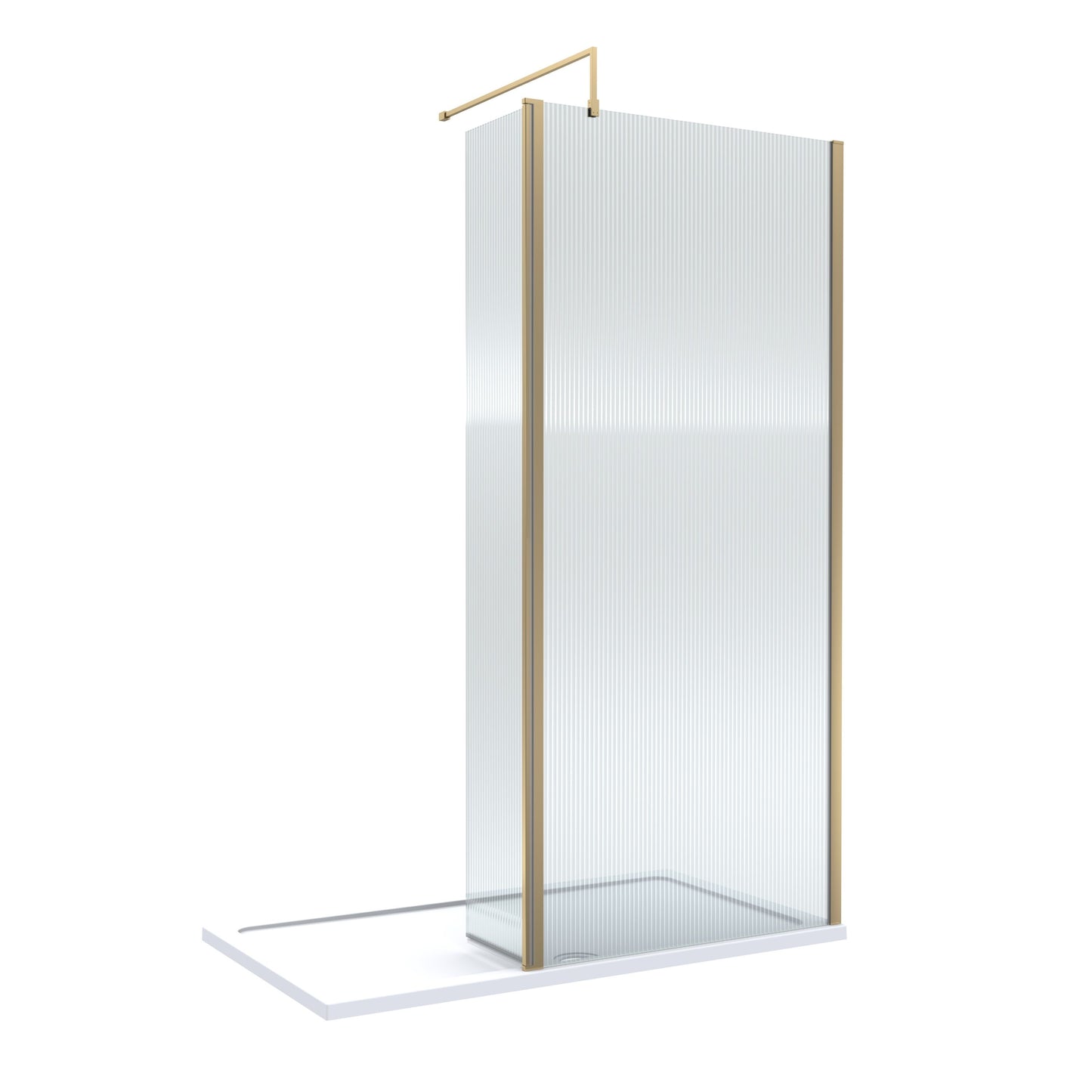 Nuie 900mm Fluted Walk-In Wetroom Return Screen With Tray