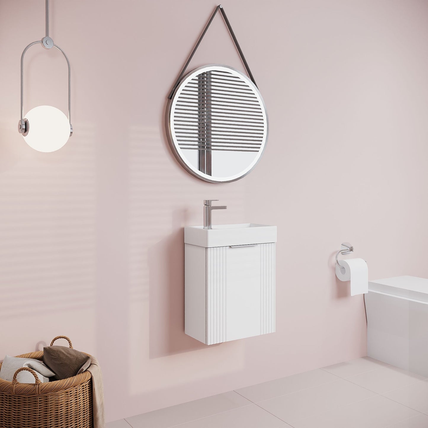 Deco Compact Wall Hung 1 Door Vanity Basin Unit & Ceramic Basin, 400mm