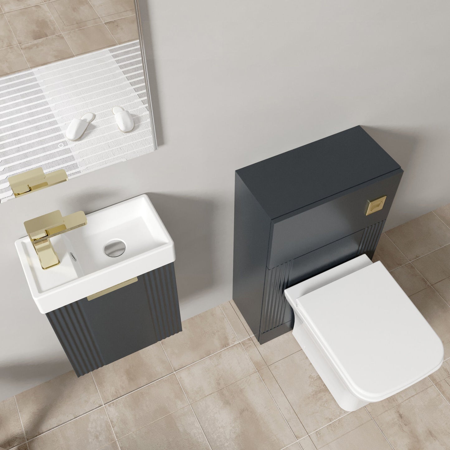 Nuie 400mm Wall Hung Cloakroom Unit With Soft Close Toilet, Tap, Cistern & Flush Plate