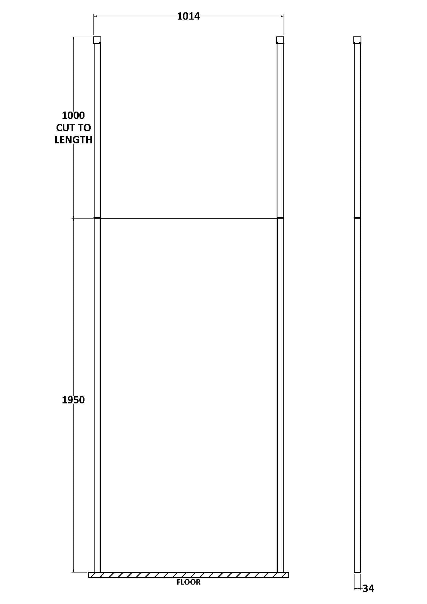 Hudson Reed 998mm Framed Chrome Wetroom Screen With Ceiling Posts