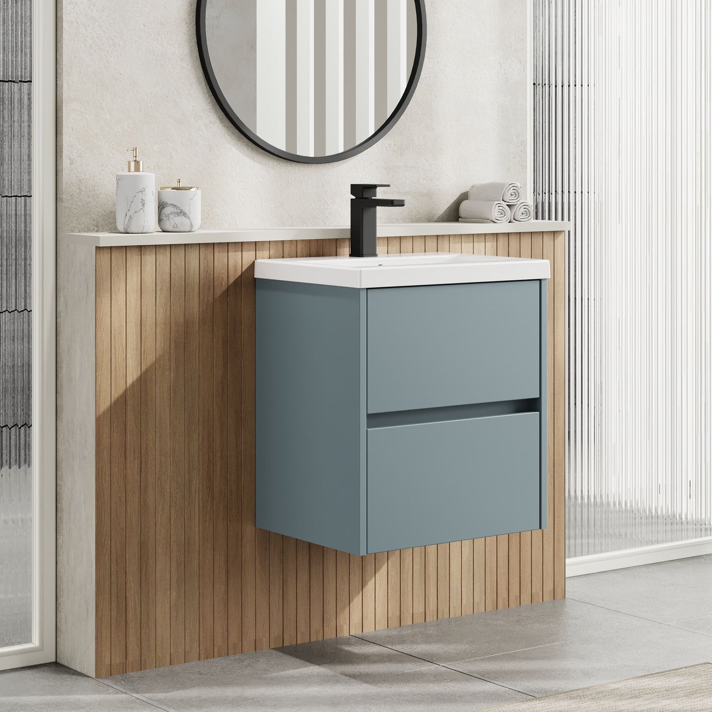 Nuie Havana 500mm Coastal Grey Wall Hung Vanity Unit with Basin