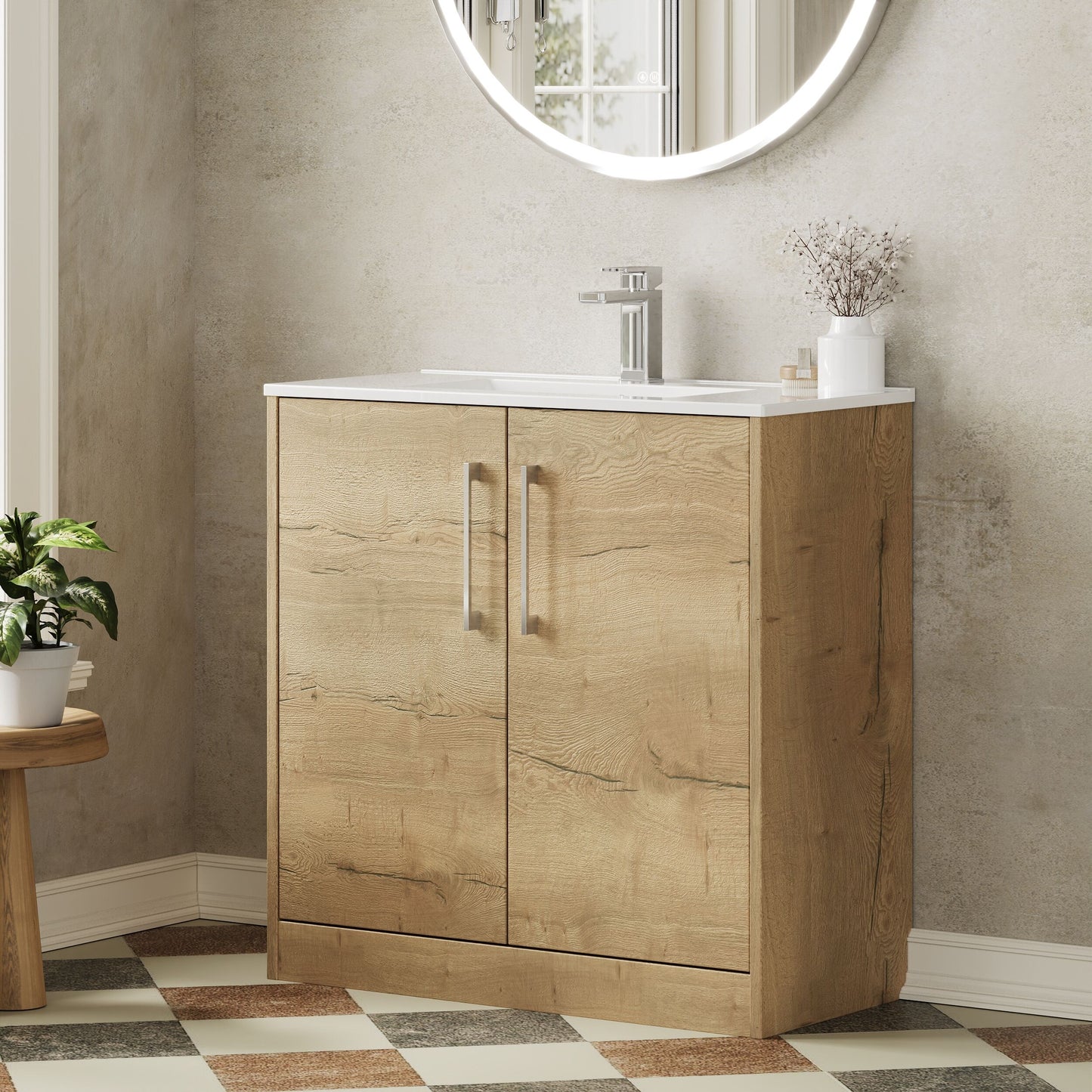 Hudson Reed Juno 800mm 2-Door Floor Standing Vanity Unit with 1 Tap Hole Basin