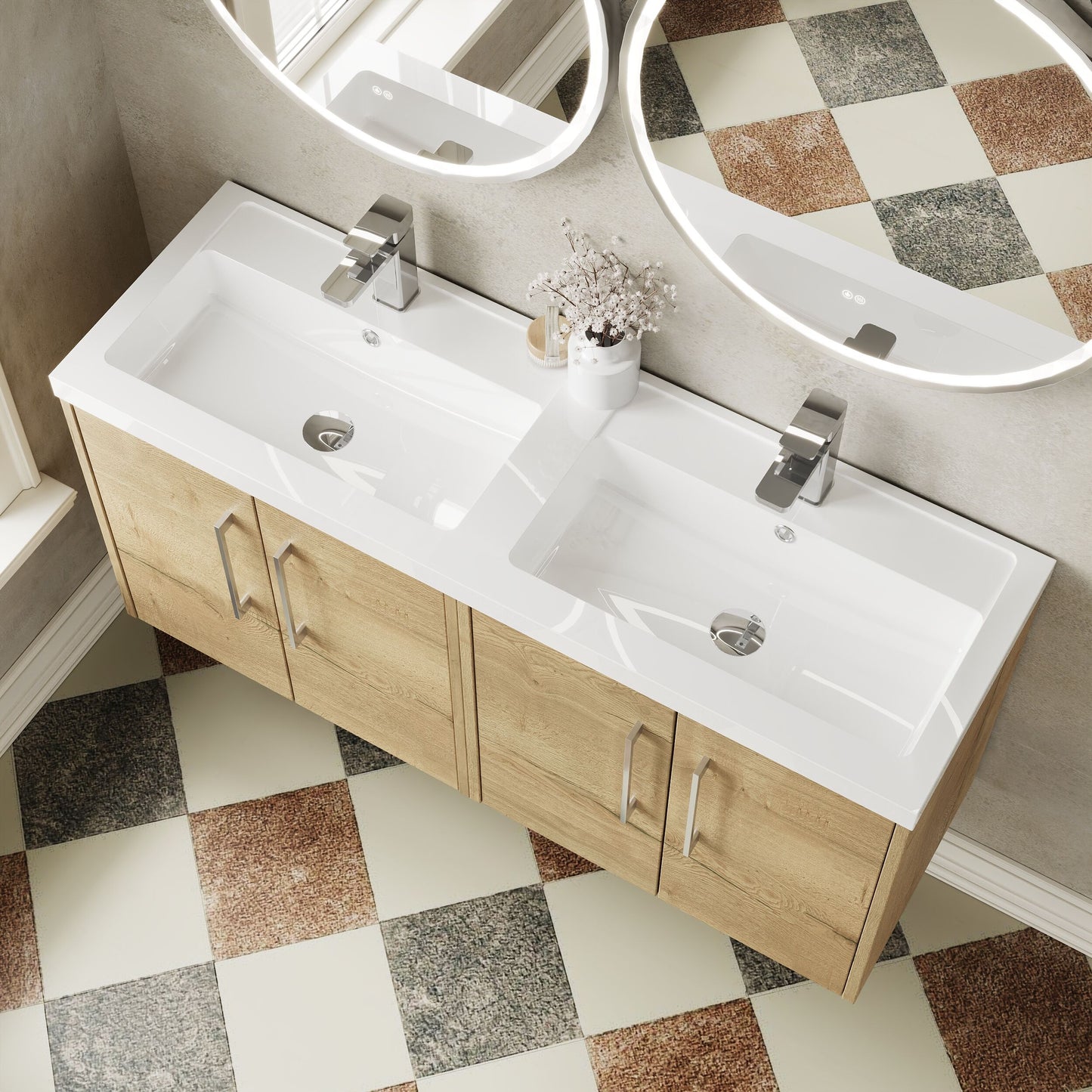 Hudson Reed Juno 1200mm Wall Hung 4-Door Vanity Unit with Double Basin