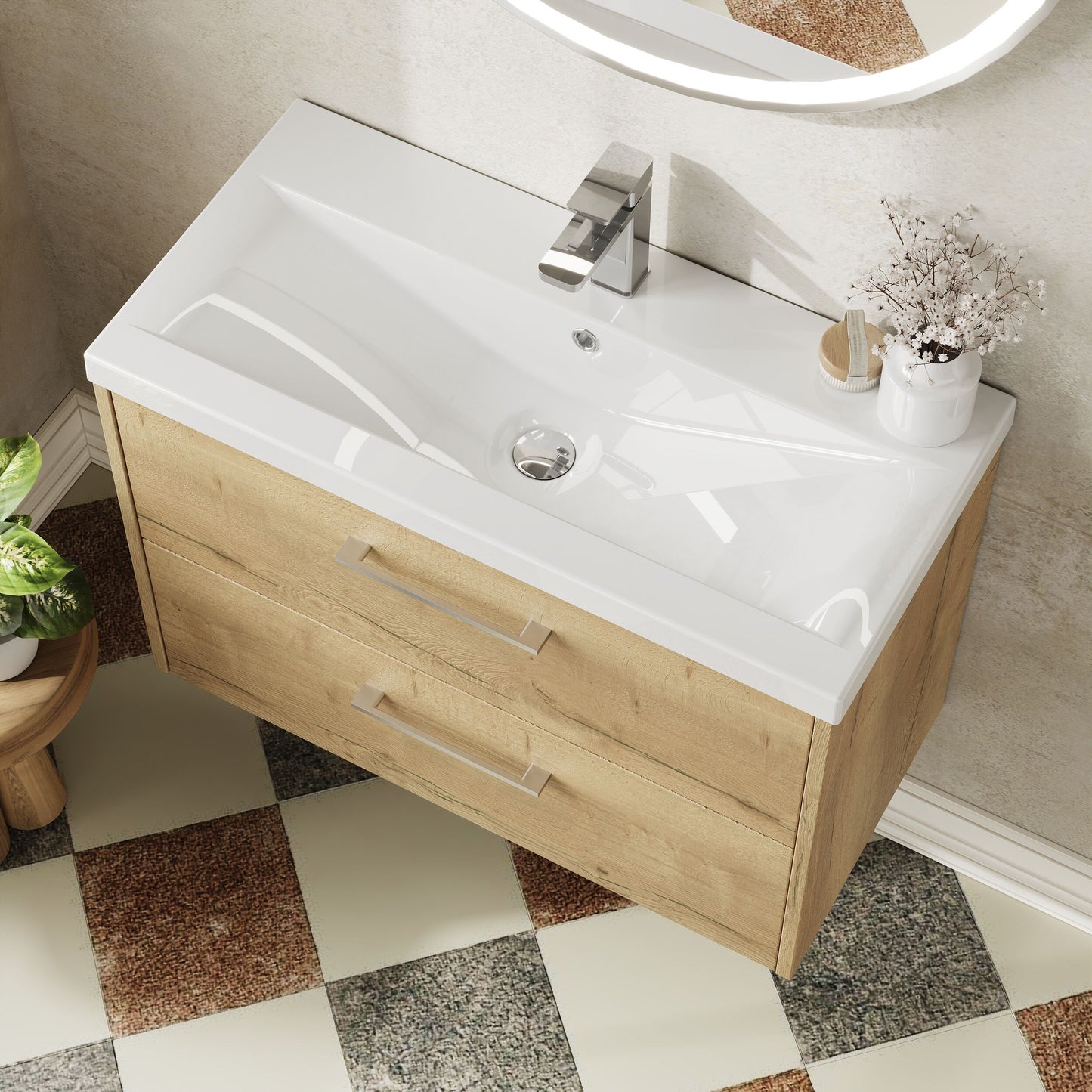 Hudson Reed Juno 800mm Wall Hung 2-Drawer Vanity Unit with 1 Tap Hole Basin