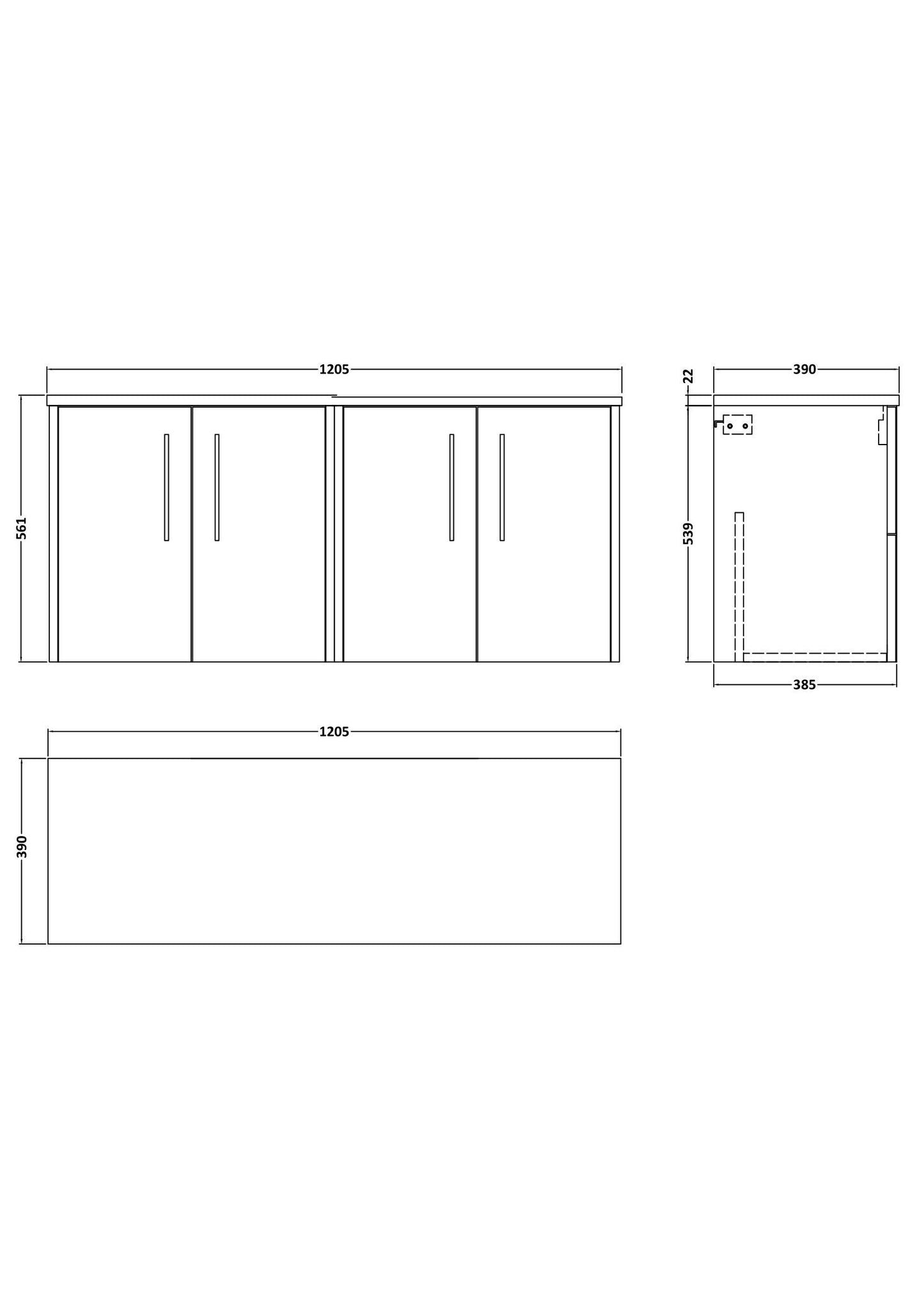 Hudson Reed Juno 1200mm Graphite Grey Woodgrain 2-Door Wall Hung Vanity Unit With Laminate Worktop & Handles