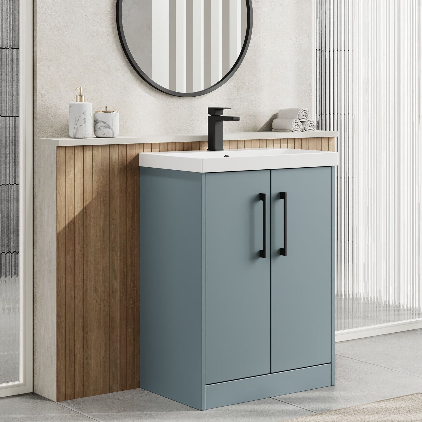 Hudson Reed Juno 600mm Floor Standing 2-Door Vanity Unit with Basin