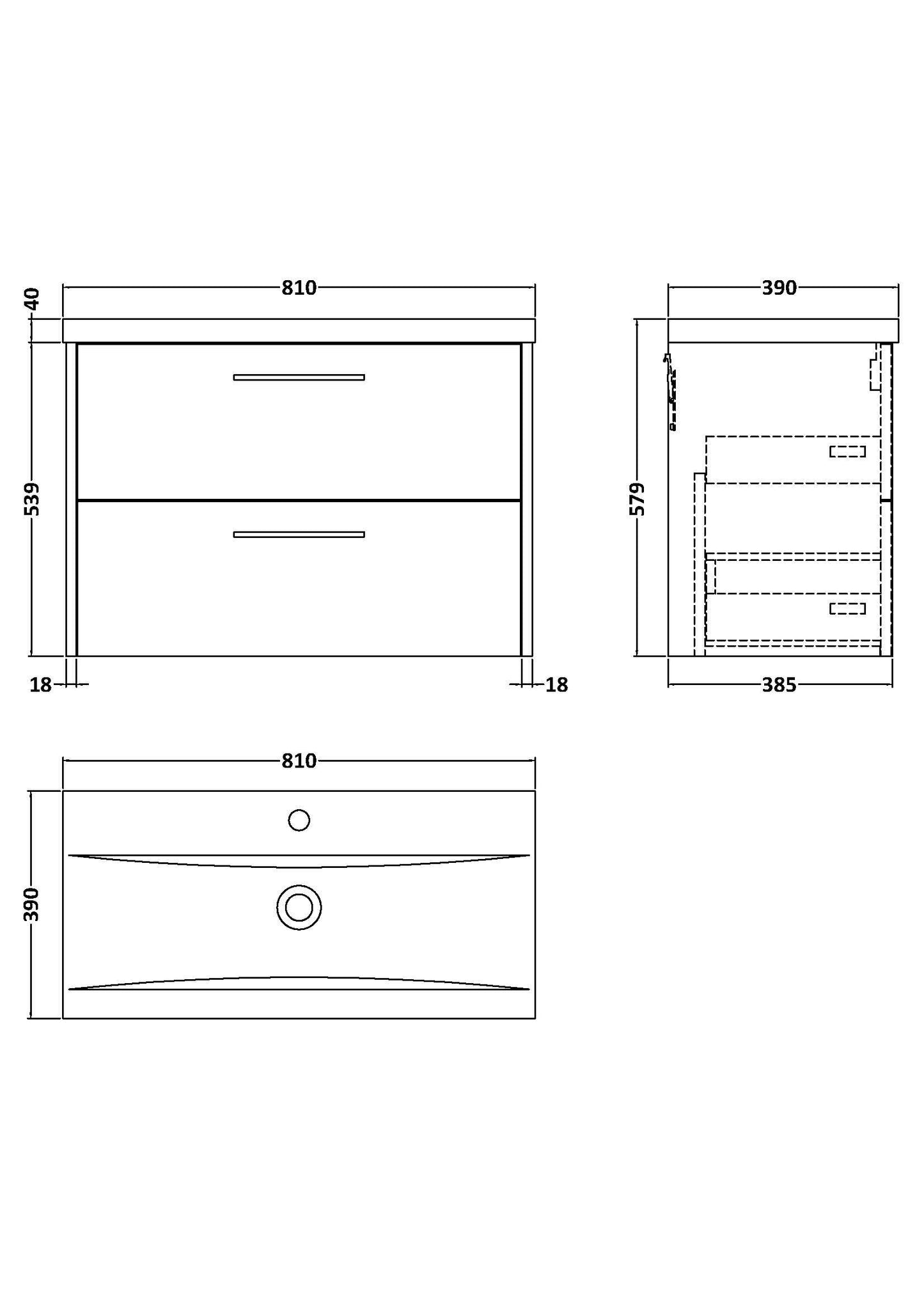 Hudson Reed Juno 800mm Coastal Grey Wall Hung 2-Drawer Vanity Unit With 1 Tap Hole Basin