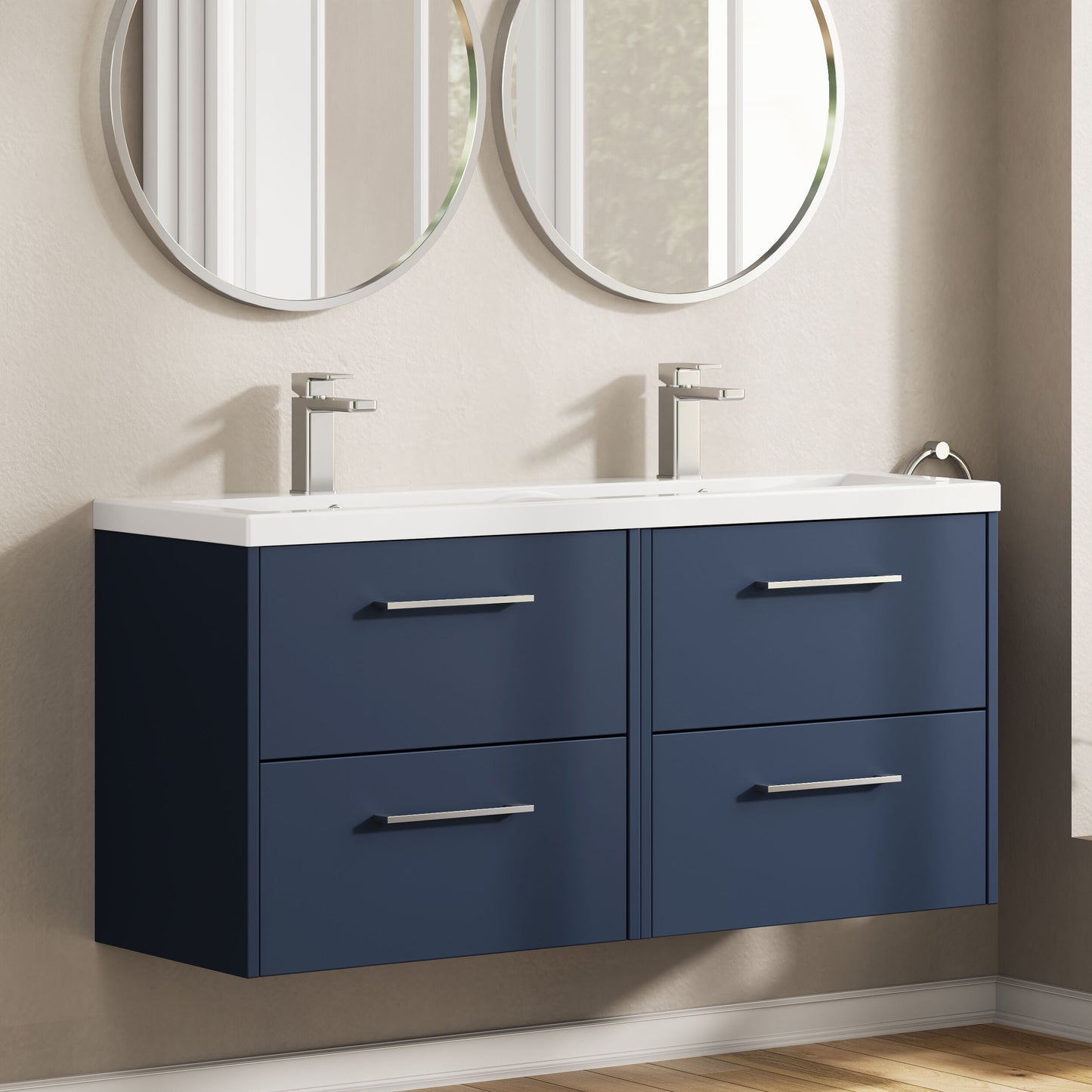 Hudson Reed Juno 1200mm Wall Hung 4-Drawer Vanity Unit with Double Basin