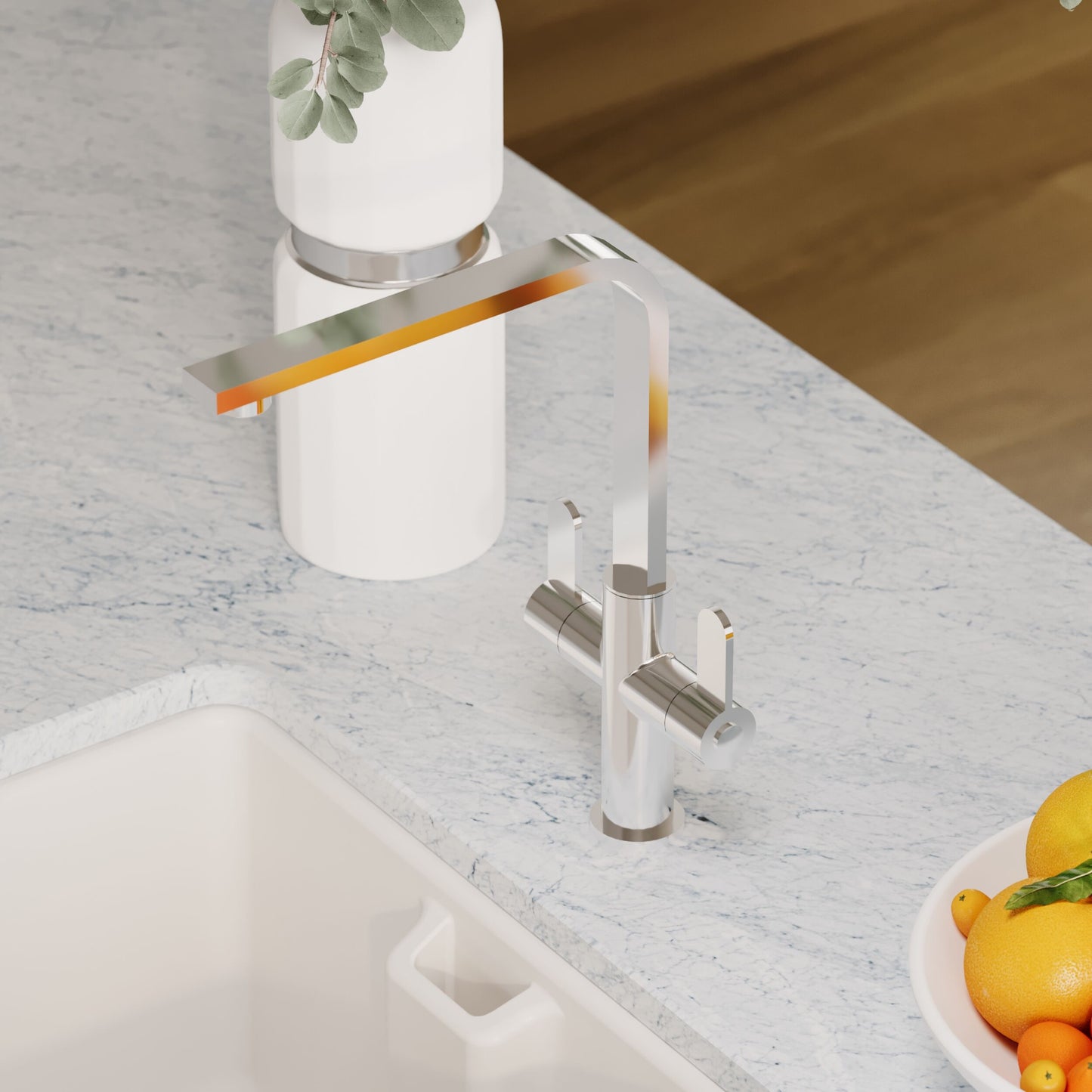 Kitchen Taps Churni Mono Basin Twin Lever Square Basin Tap