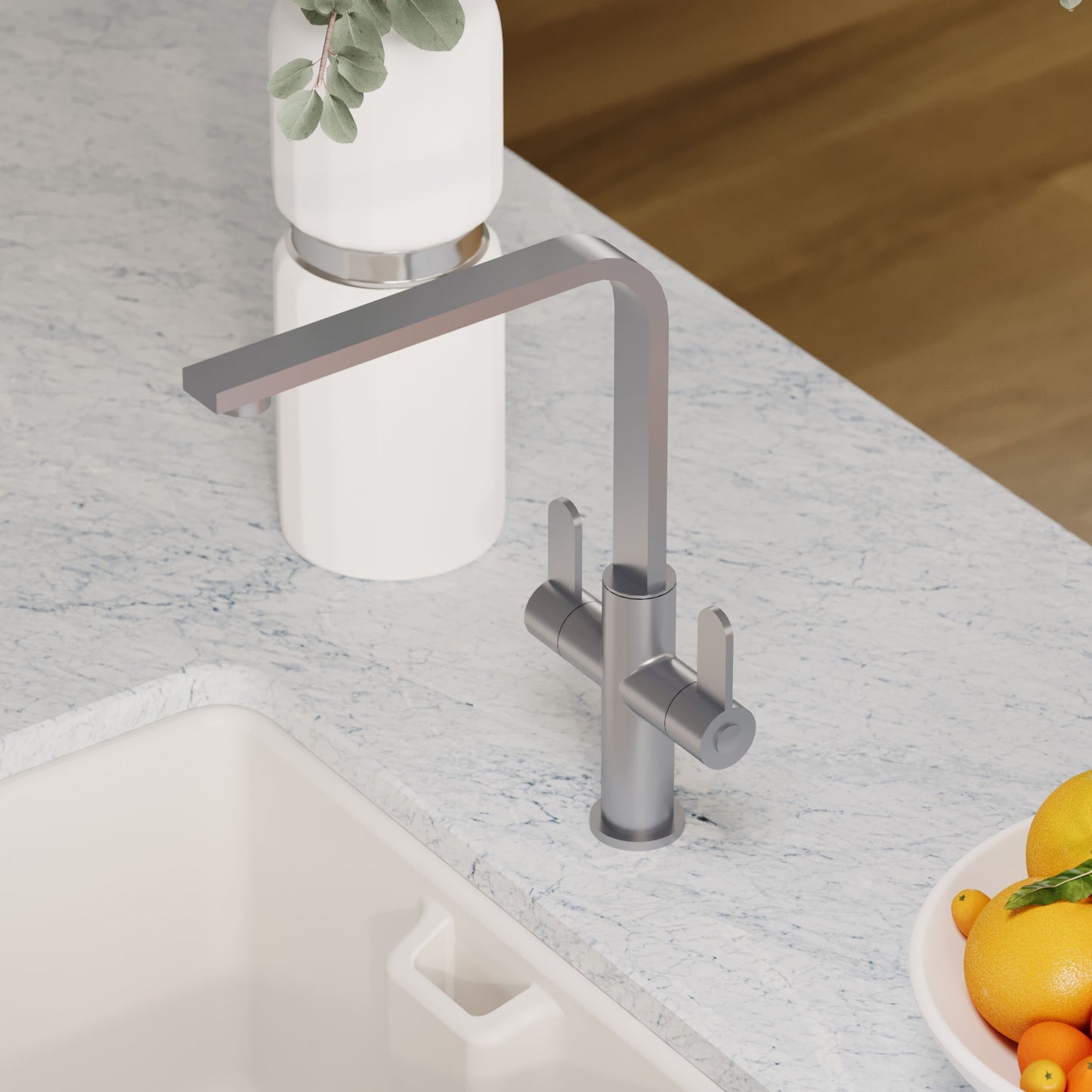 Kitchen Taps Churni Mono Basin Twin Lever Square Basin Tap