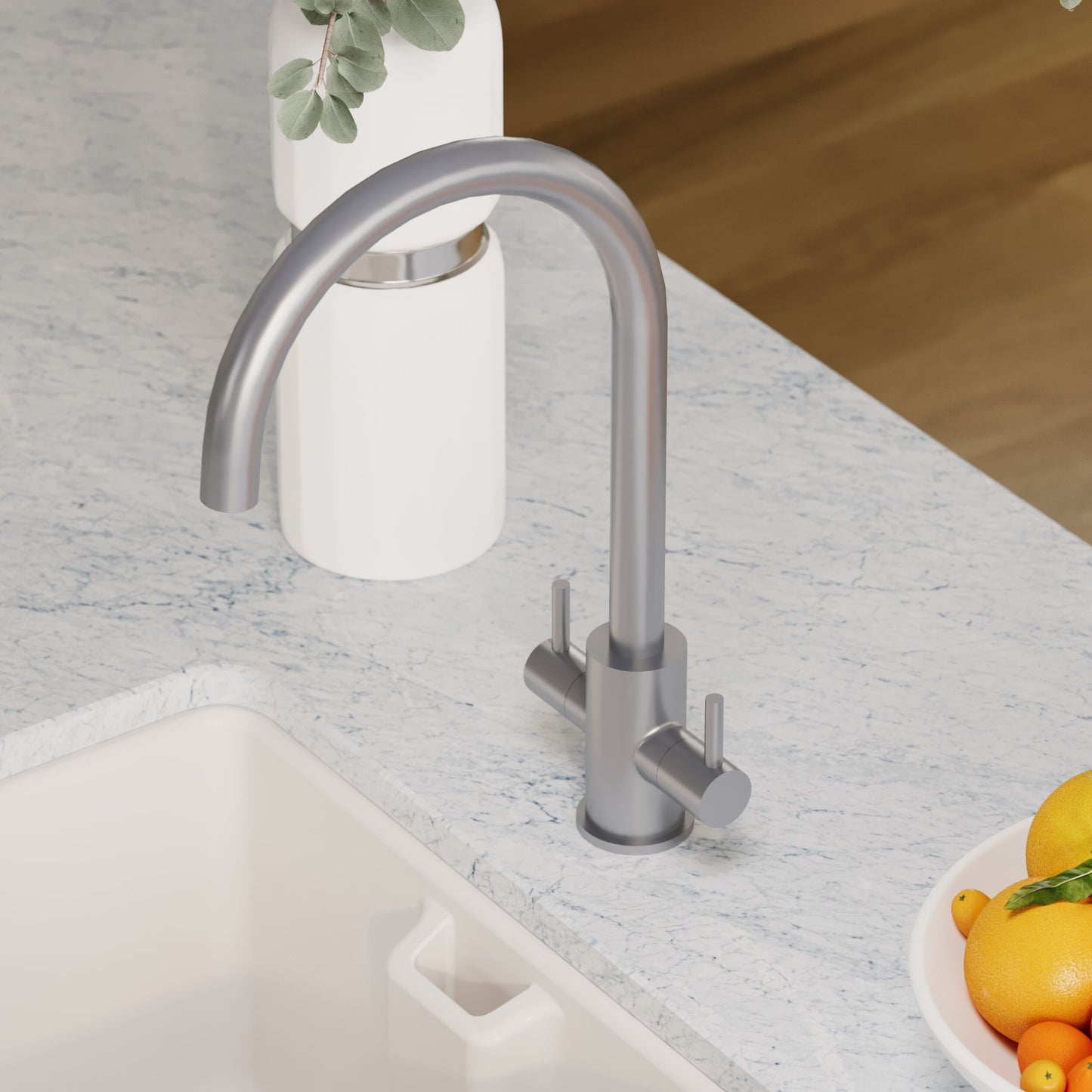 Kitchen Taps Lachen Mono Basin Twin Lever Round Basin Tap