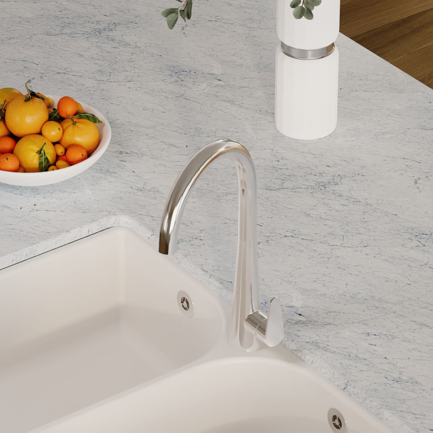 Kitchen Taps Samir Mono Basin Single Lever Round Basin Tap & Rinser