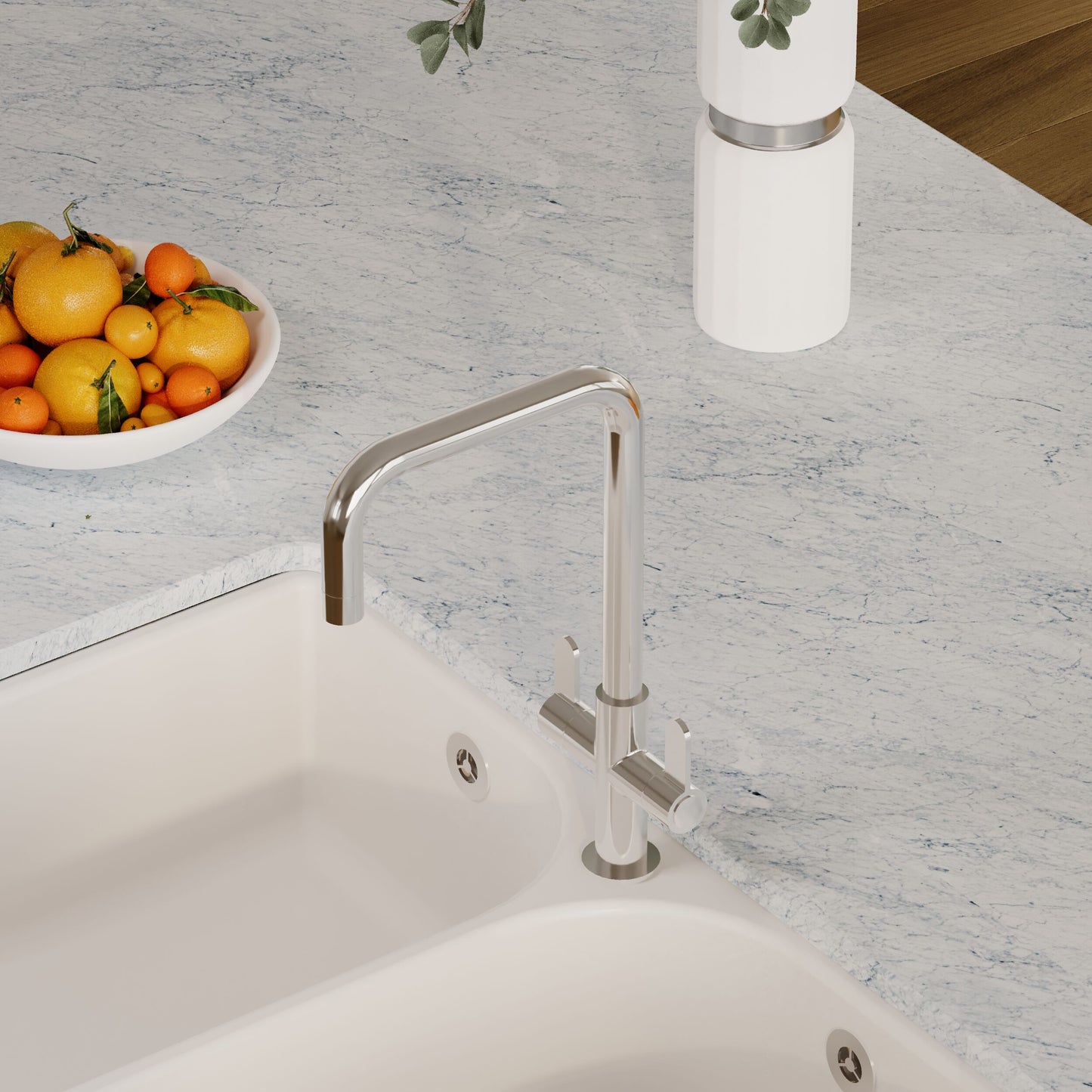 Kitchen Taps Kosi Mono Basin Twin Lever Square Basin Tap & Rinser