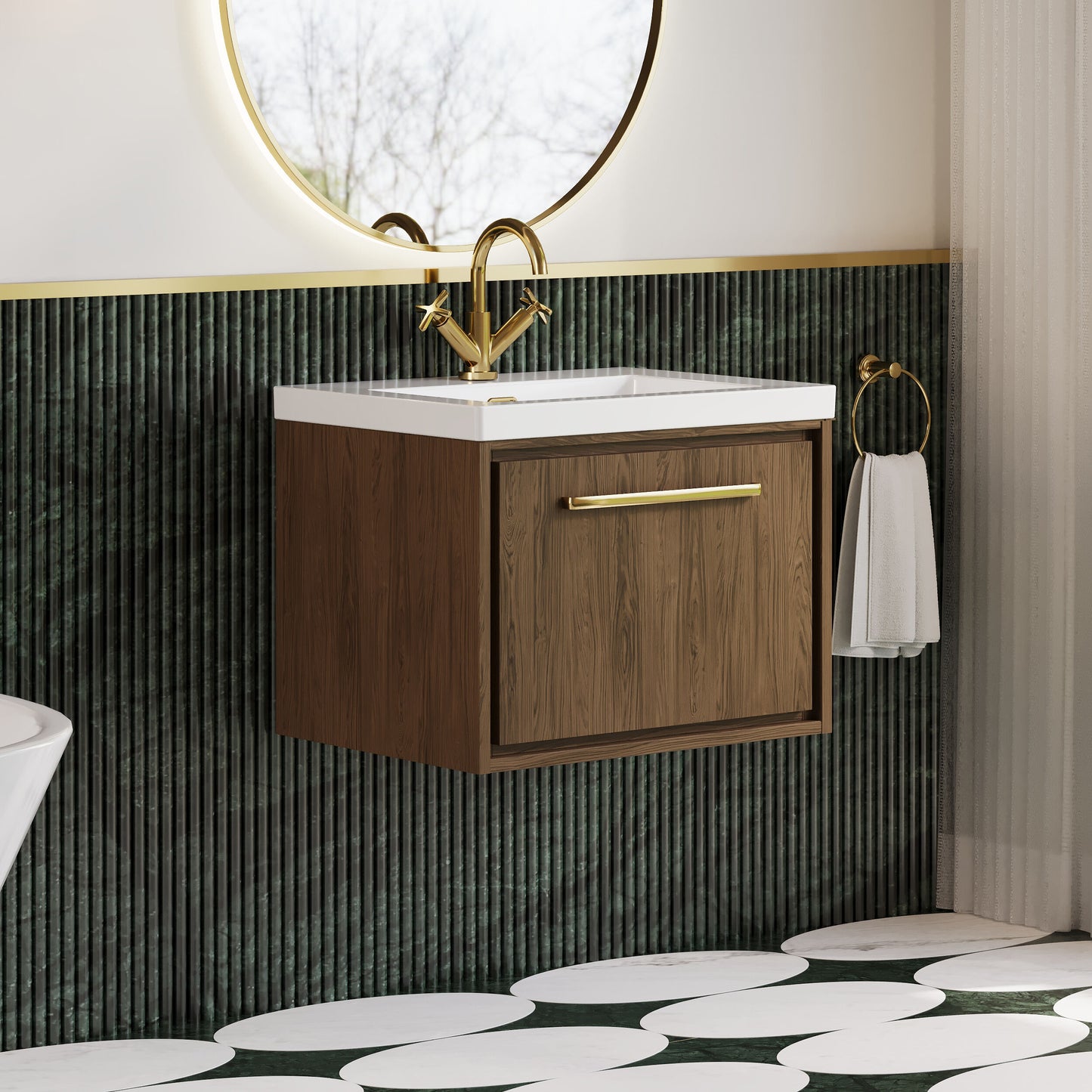 Lille 600mm Wall Hung Single Drawer Vanity with Basin - 1 Tap Hole