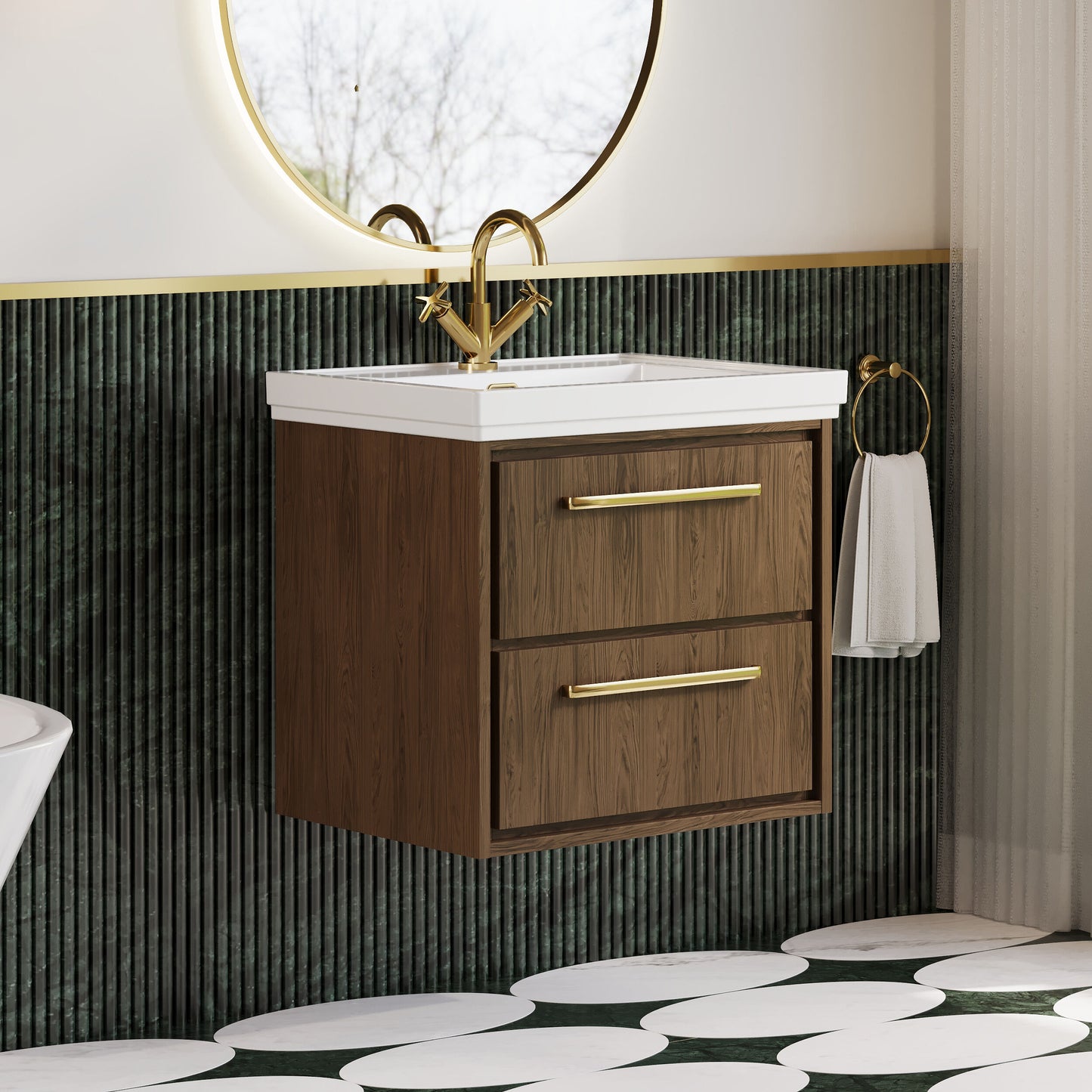 Lille 600mm Wall Hung 2-Drawer Vanity with Basin - 1 Tap Hole
