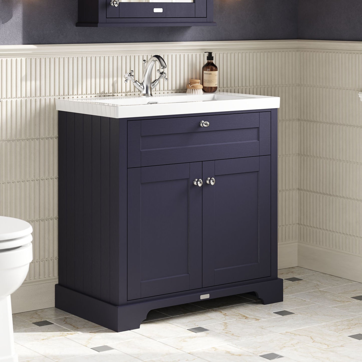 Old London 800mm 2-Door Unit & Contemporary Fireclay Basin 3TH