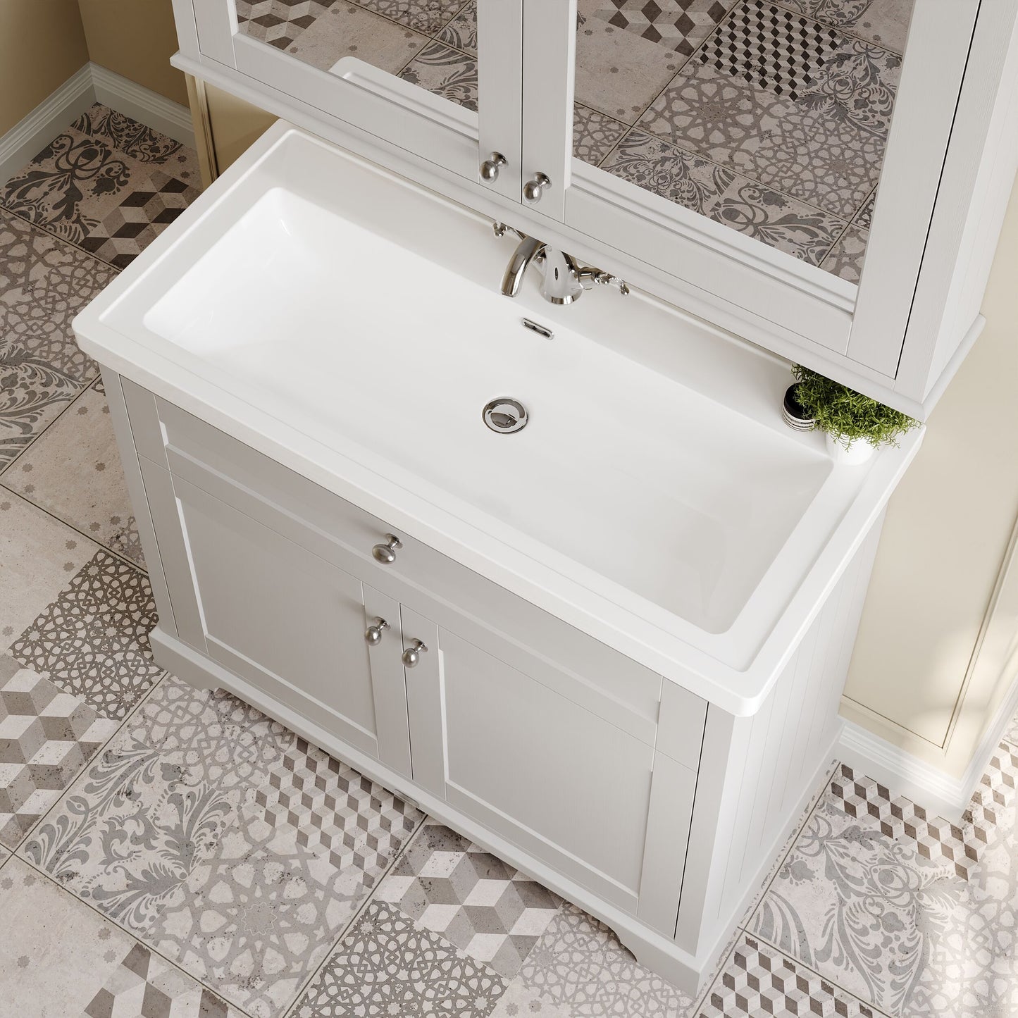 Hudson Reed Old London 1000mm Timeless Sand Floor Standing Vanity Unit With Fireclay Basin