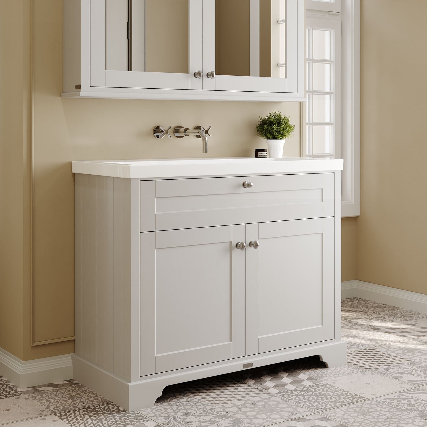 Old London 1000mm 2-Door Unit & Contemporary Fireclay Basin 0TH