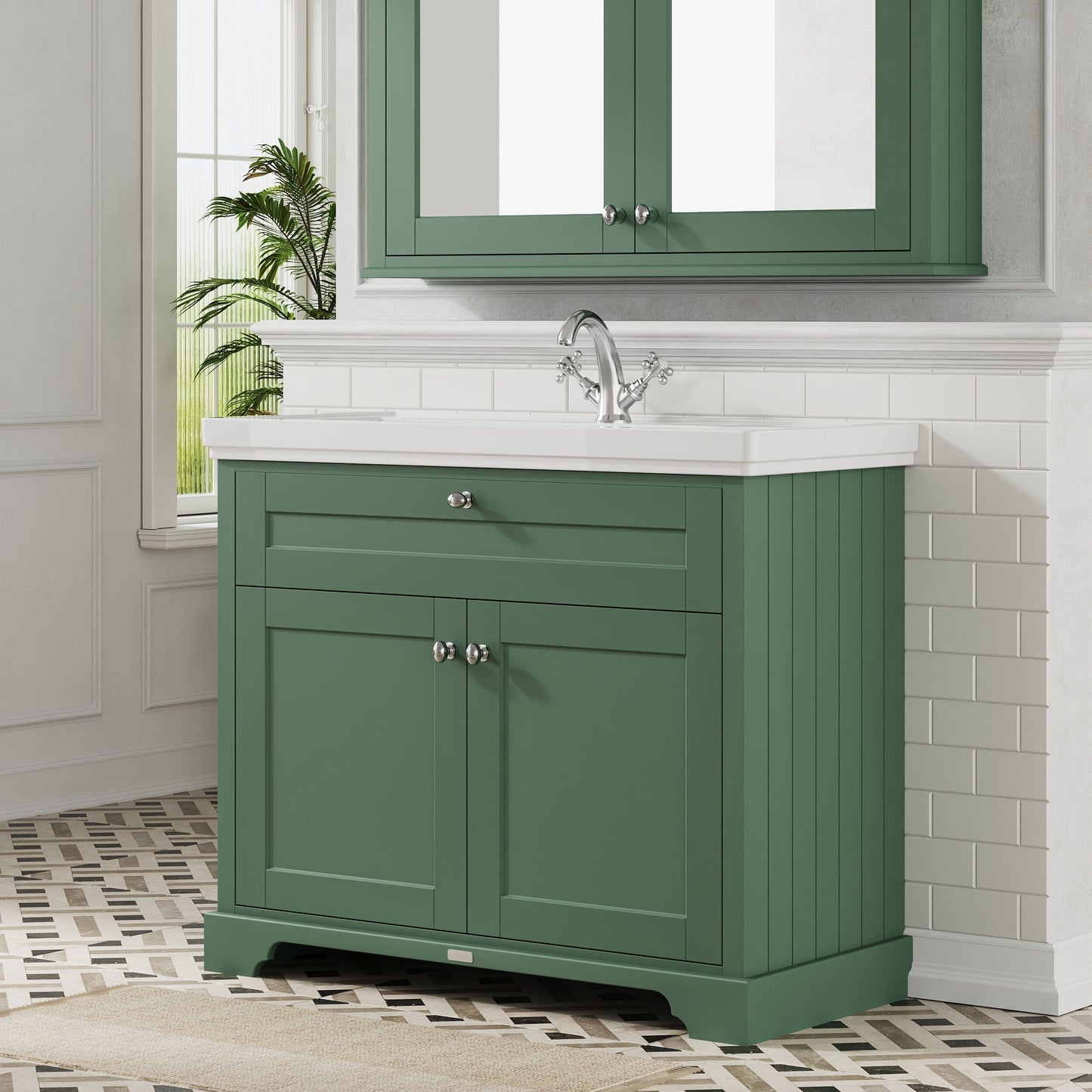 Old London 1000mm 2-Door Unit & Classic Fireclay Basin 1TH