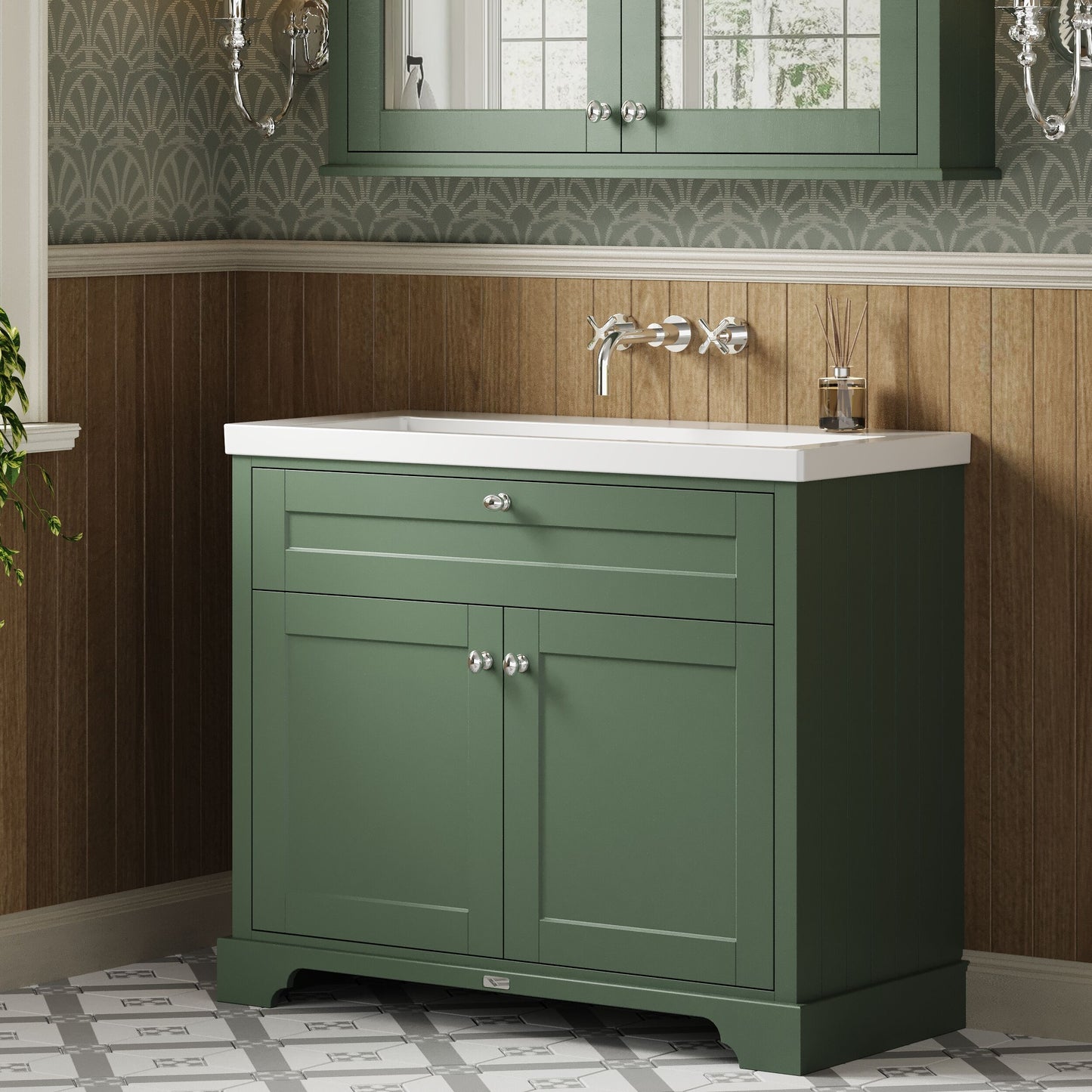 Old London 1000mm 2-Door Unit & Contemporary Fireclay Basin 0TH