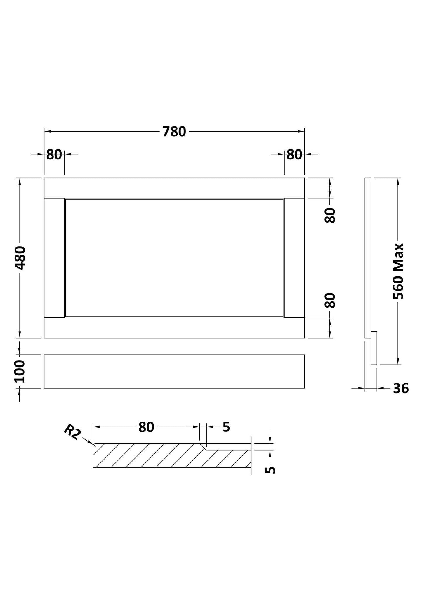 Hudson Reed Old London 800mm Storm Grey MDF Vinyl Straight End Bath Panel