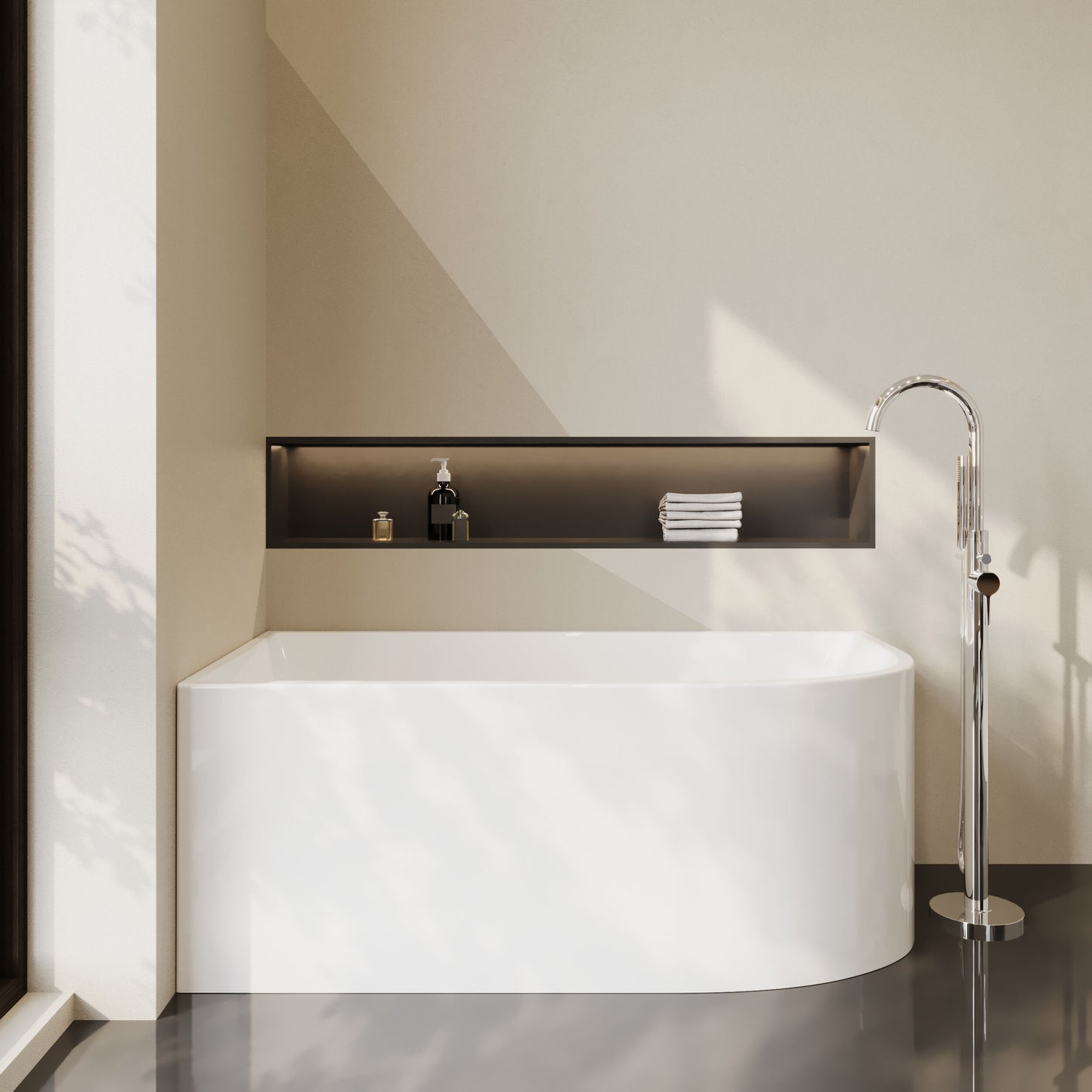 Nuie Choice Chronicle 1500mm Right-Hand Corner Bath With Legs And Waste