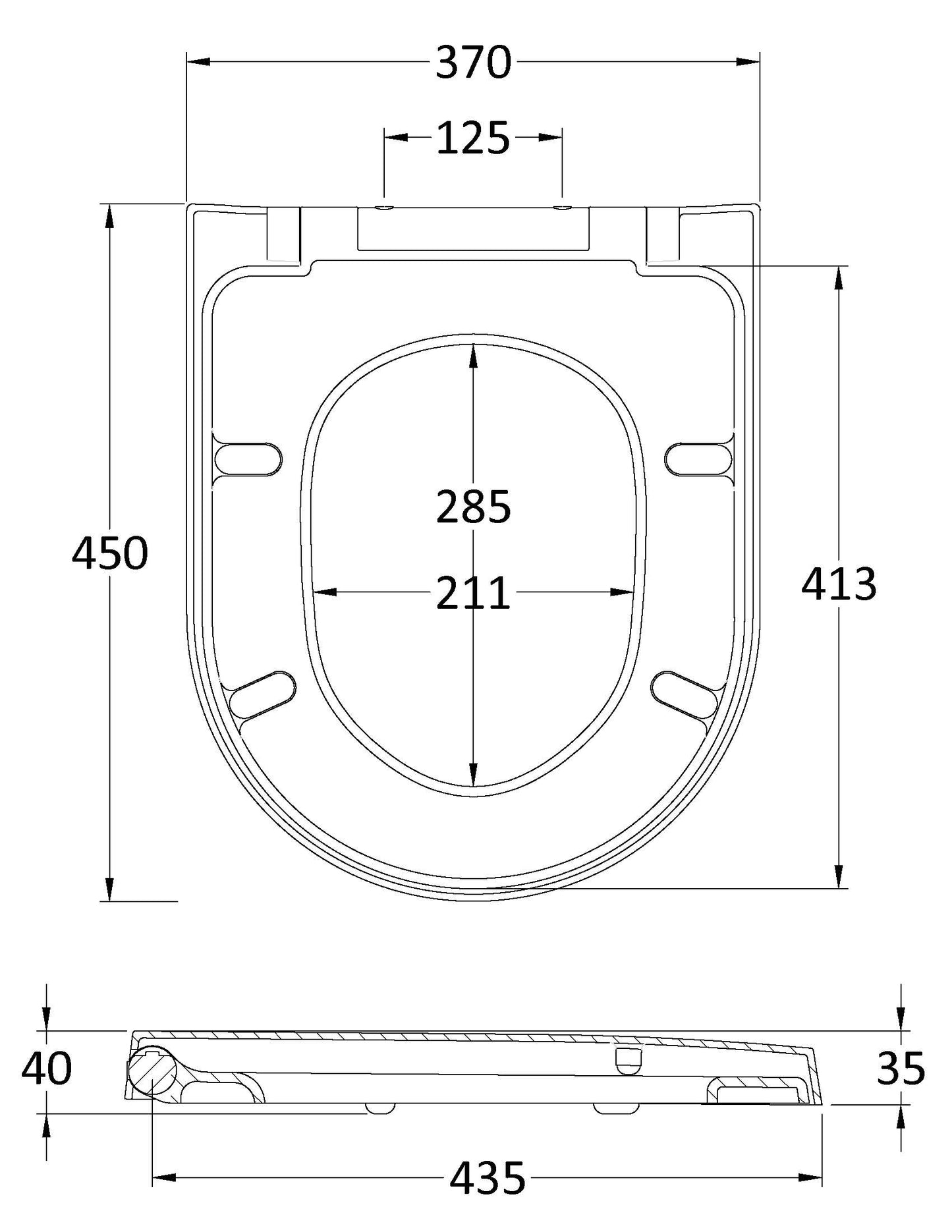 Nuie D-Shaped Soft Close Toilet Seat With Quick Release Hinge