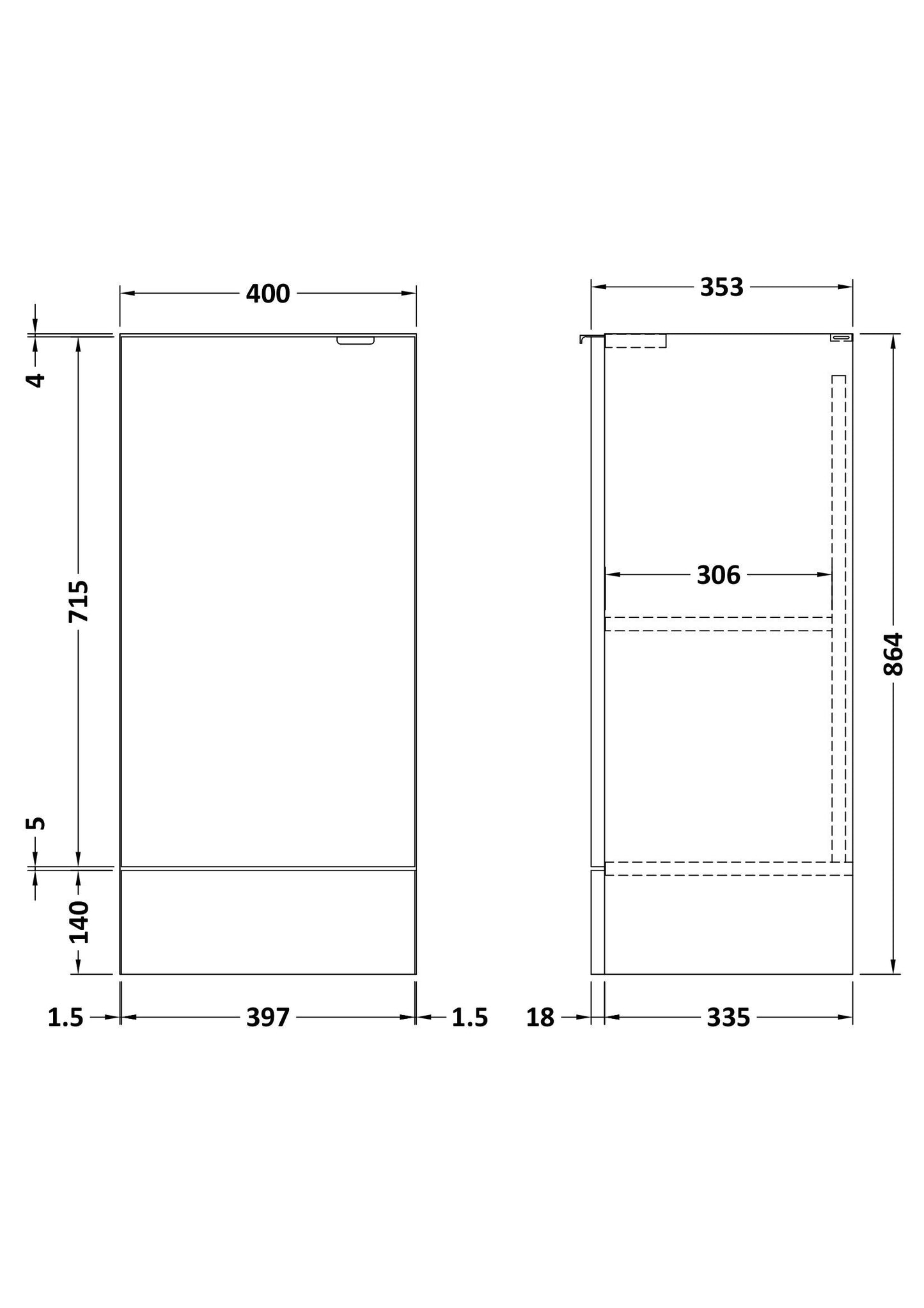 Hudson Reed Fusion 400mm 1 Door Gloss White Floor Standing Base Unit With Handles