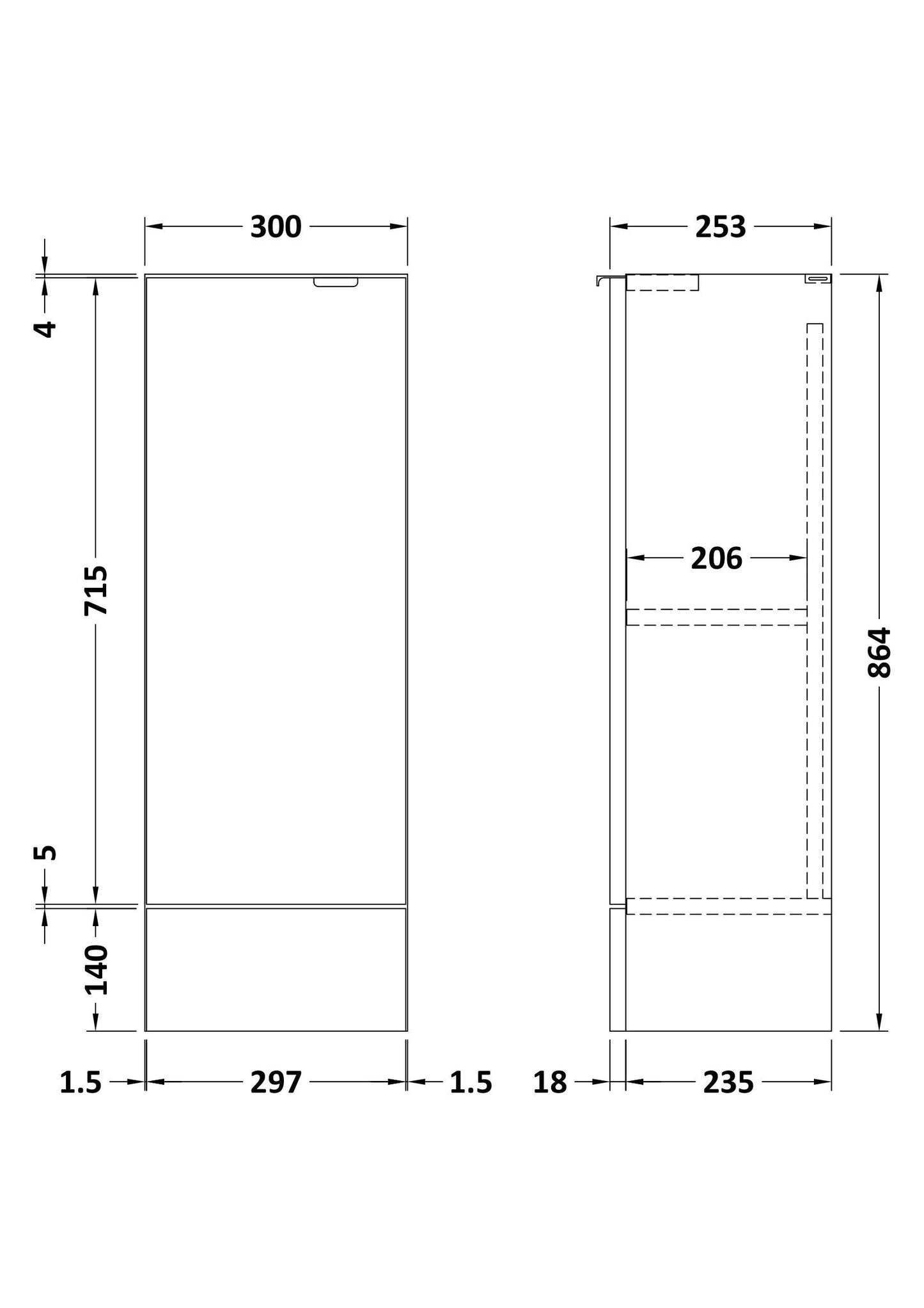 Hudson Reed Fusion 300mm 1 Door Gloss Grey Compact Floor Standing Base Unit With Handles