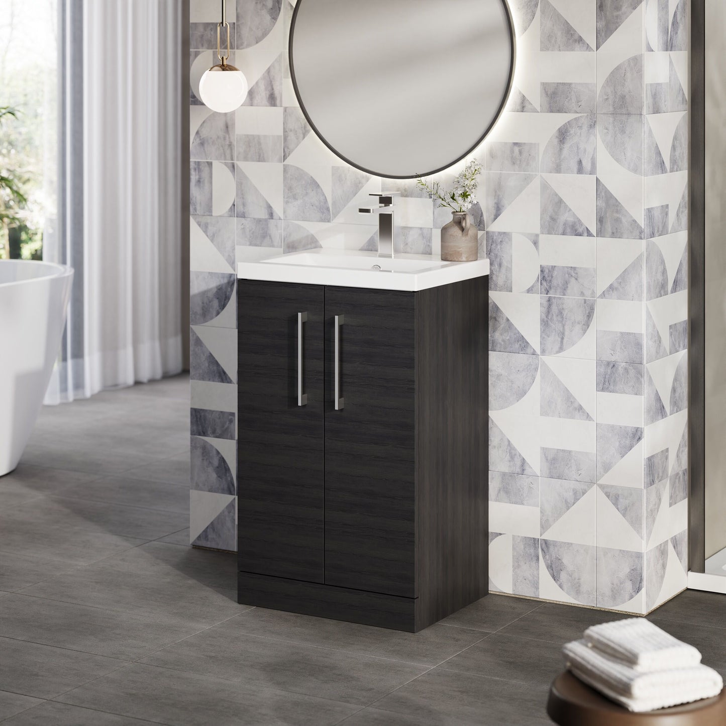 Arno Compact 500mm Floor Standing 2-Door Vanity & Ceramic Basin